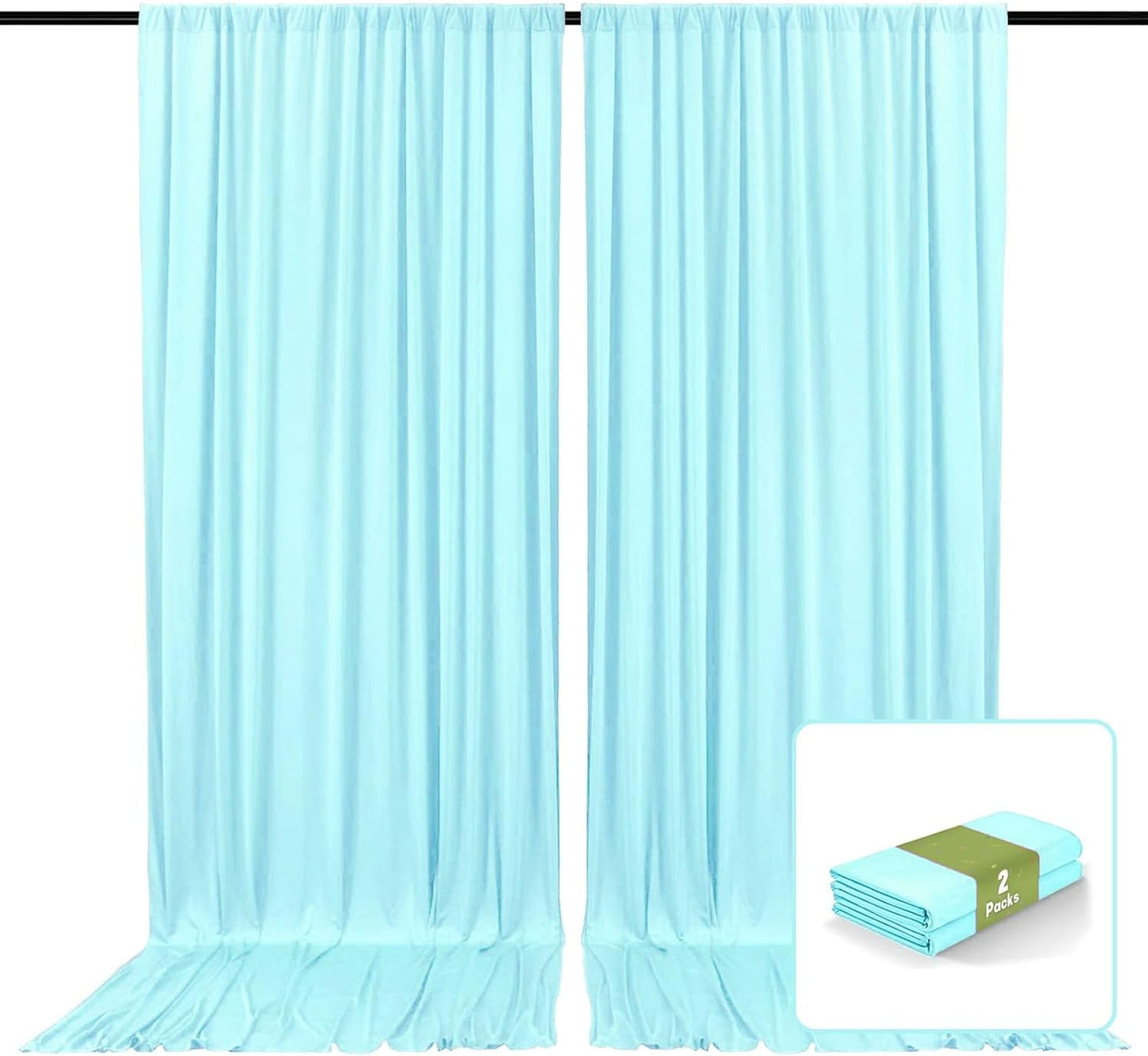 2 Panels Lake Blue Backdrop Curtain, 10 x 7 Feet Background Curtains for Parties, Weddings, Baby Showers, Bachelorette Halloween, Christmas Birthday Party Photoshoot Backdrop Curtains Decorations