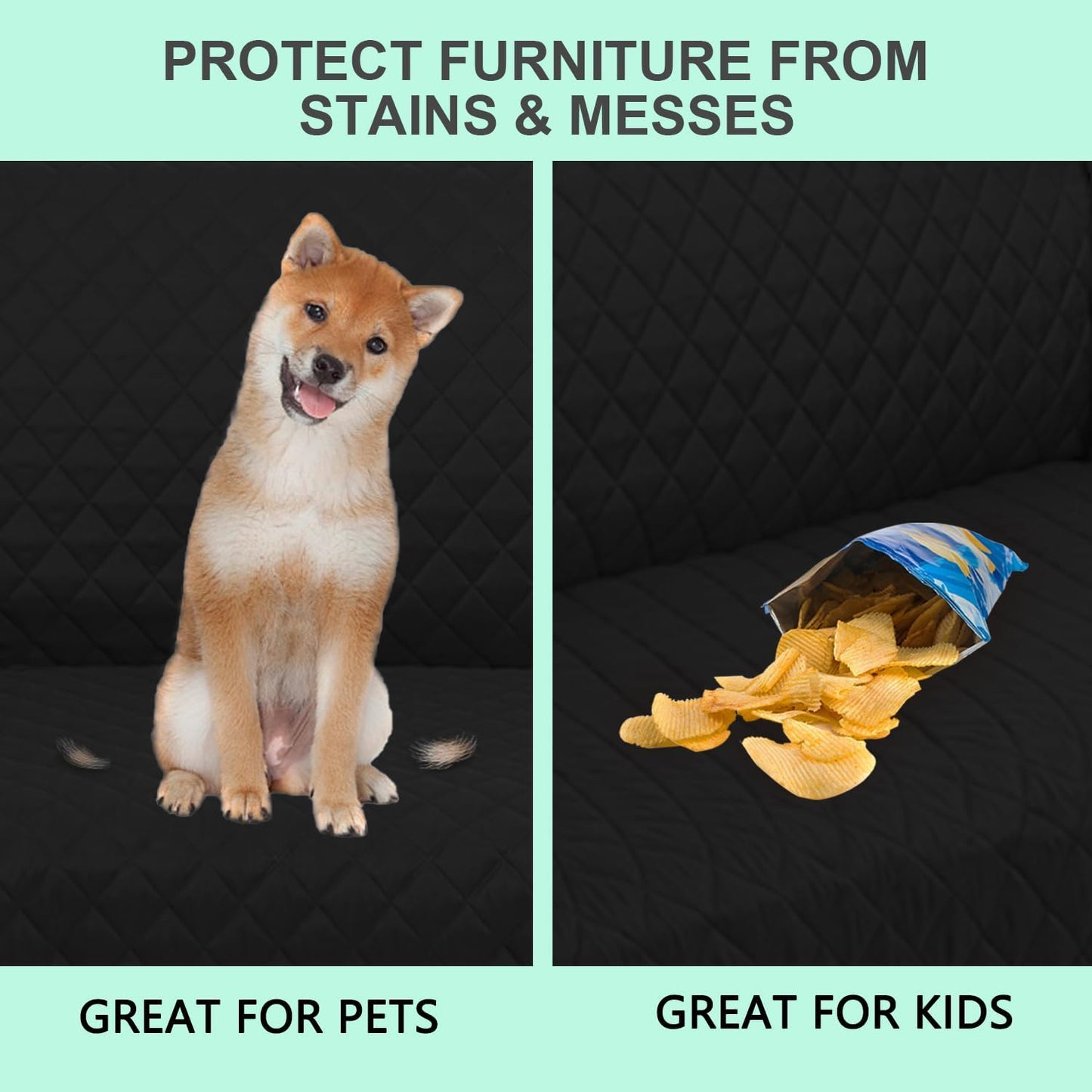 Reversible 4 Seater Sofa Cover 91 Inch Large Couch Cover Furniture Protector(Sofa XX-Large,Black/Grey)