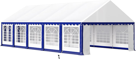 HERA'S PALACE 16'x 32' Outdoor Tents for Parties Large Canopy Tent with 12 Removable Sidewalls Heavy Duty Party Tent for Graduation Wedding and Birthday (Blue)