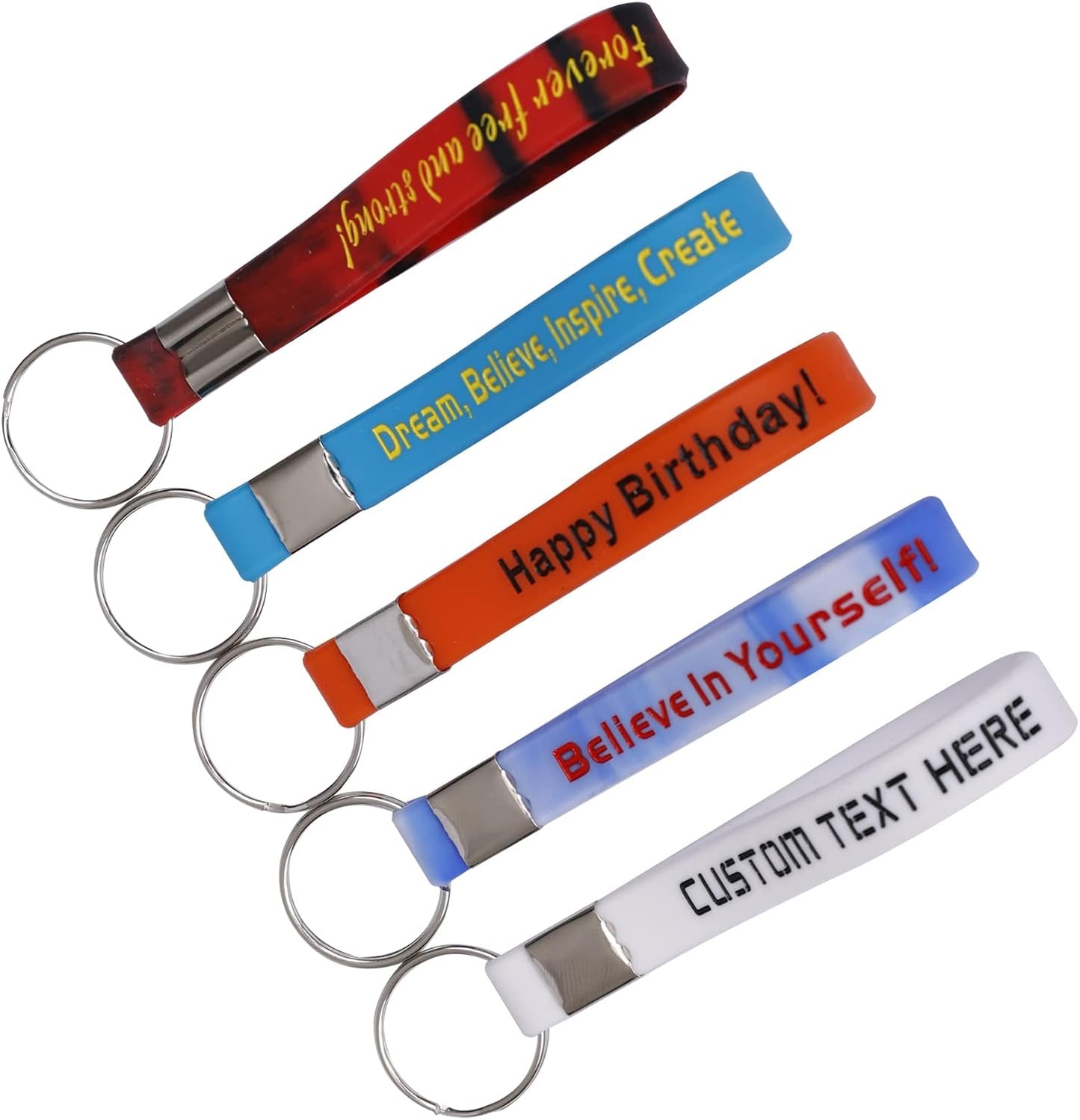 50 Custom Keychains Silicone Personalized Keyrings Customized Bulk for Events, Awareness, Motivation Customizable