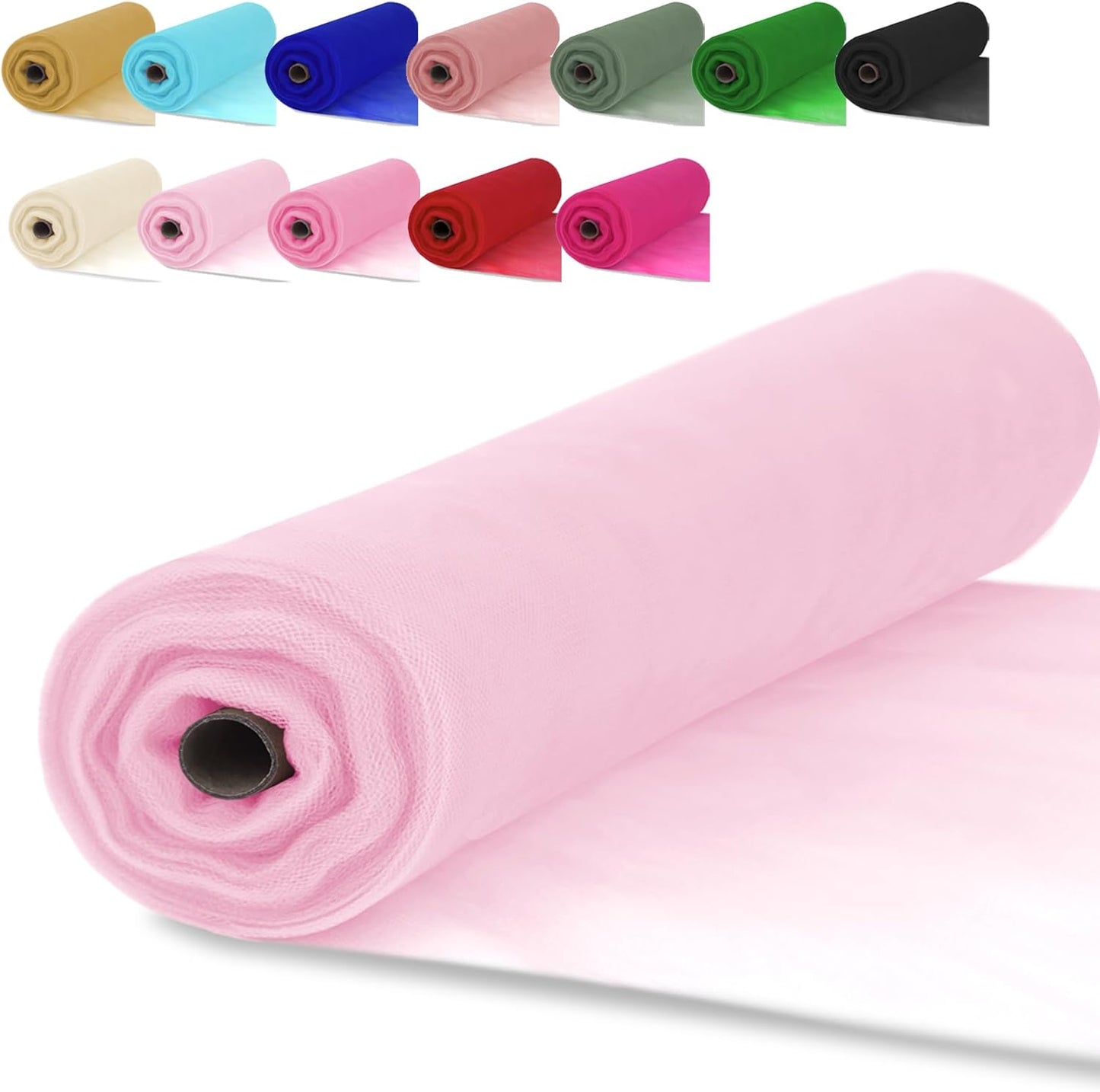 Soft Pink Tulle Fabric Rolls 54 Inch x 10 Yards Large Mesh Tull Bolt for Wedding, Garden Netting, Tutu Skirt, Party Decoration and Craft Supplies