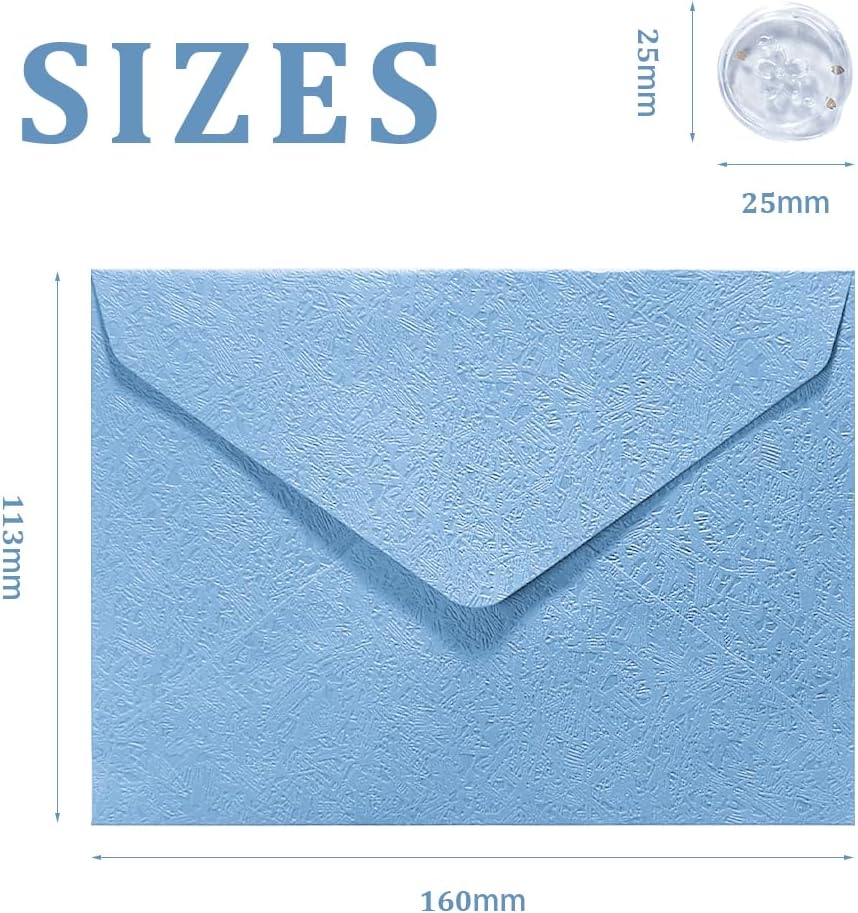 30 Pieces A6 Envelopes with 30 Seal Stickers, 6.32 x 4.45 inch Envelopes for 4 x 6 Wedding Invitation Cards, Greeting Cards, Graduation, Birthday Party Invitations, Blue.
