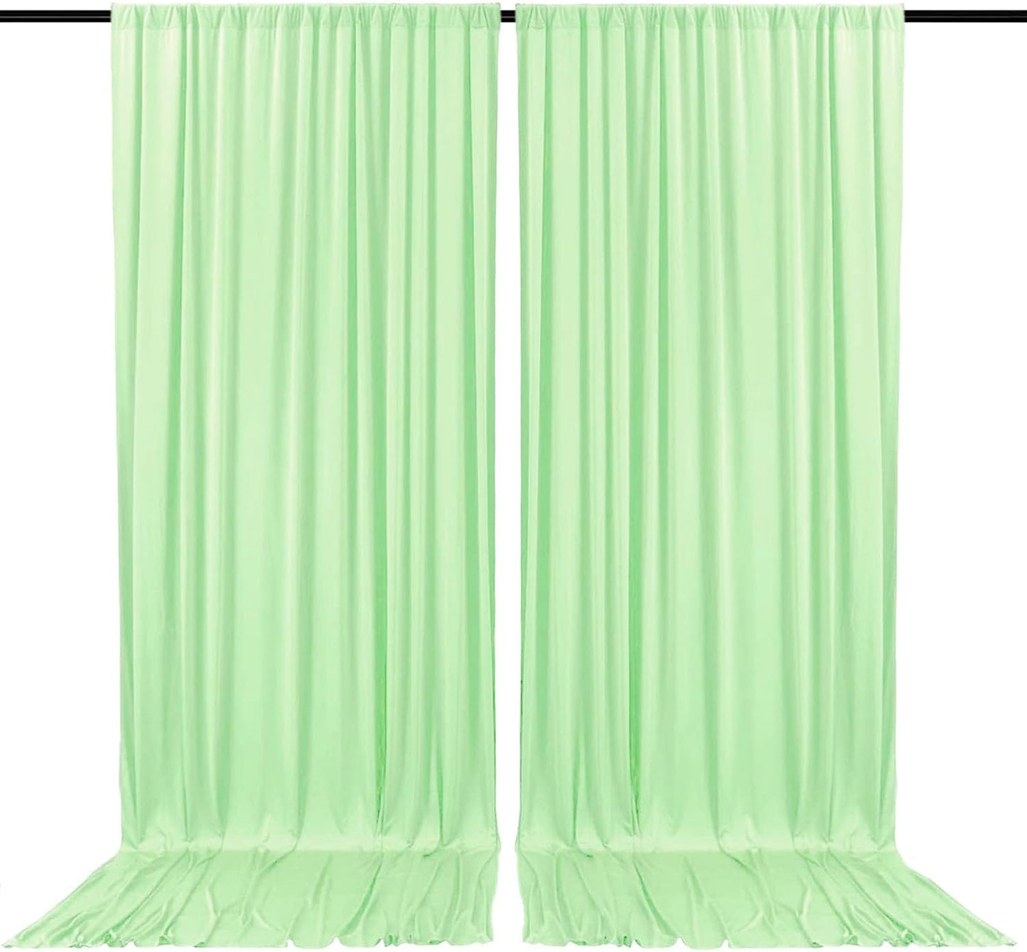 2 Panels Light Green Backdrop Curtain, 10 x 7 Feet Background Curtains for Parties, Weddings, Baby Showers, Bachelorette Halloween, Christmas Birthday Party Photoshoot Backdrop Curtains Decorations