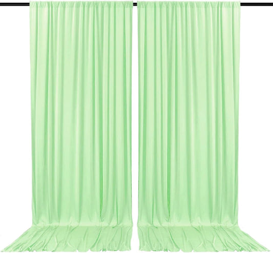 2 Panels Light Green Backdrop Curtain, 10 x 7 Feet Background Curtains for Parties, Weddings, Baby Showers, Bachelorette Halloween, Christmas Birthday Party Photoshoot Backdrop Curtains Decorations