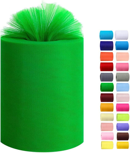 Tulle Rolls 6” by 100 Yards (300 feet) Tulle Roll Spool Fabric for DIY Tutu Skirts Wedding Baby Shower Crafts Decorations Party Supplies (Green)