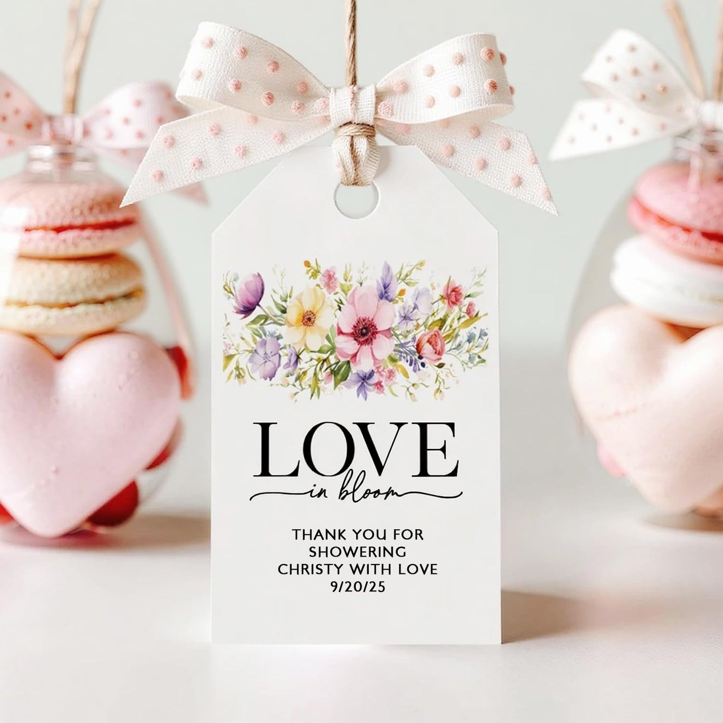 Custom 2.3x1.5 inch 60pack Gift Tags with Strings,Personalized Thank You Tags Party Decoration Paper Gift Labels for Birthday Wedding Favor Baby Shower Floral Hang Tag Hangtag