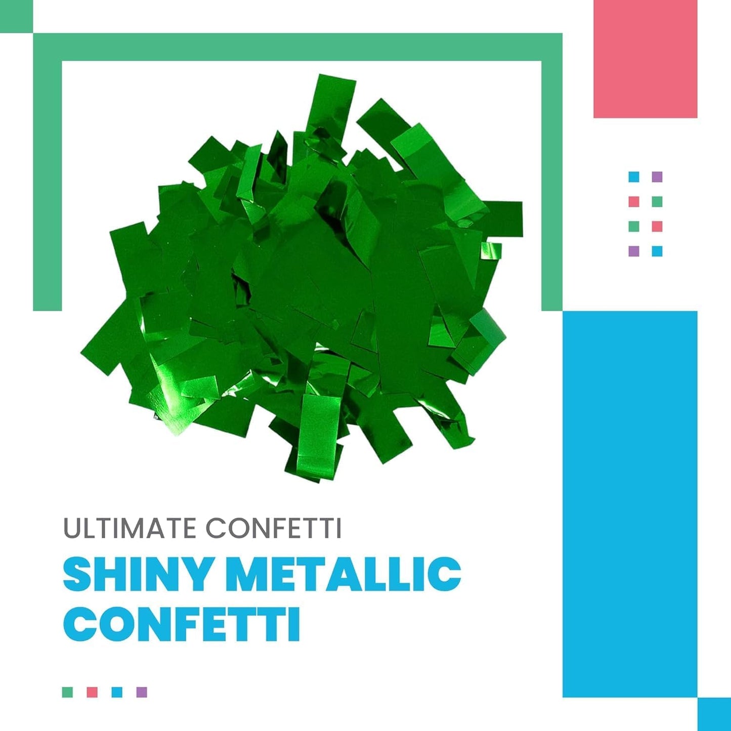 Rectangular Green Mylar Shiny Foil Metallic Confetti for Cannon and Launcher use - Gender Reveal Confetti for Wedding, Parties, Mother’s Day and Live Events - 30 lb, 480 oz