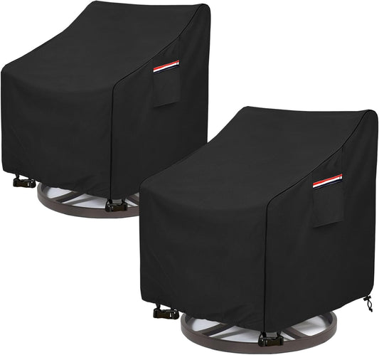 Okcool Outdoor Swivel Chair Cover 2 Pack,Outdoor Furniture Patio Chair Covers Waterproof Clearance,(33"W x 35"D x 38.5"H) Outdoor Lawn Patio Furniture Covers,Black
