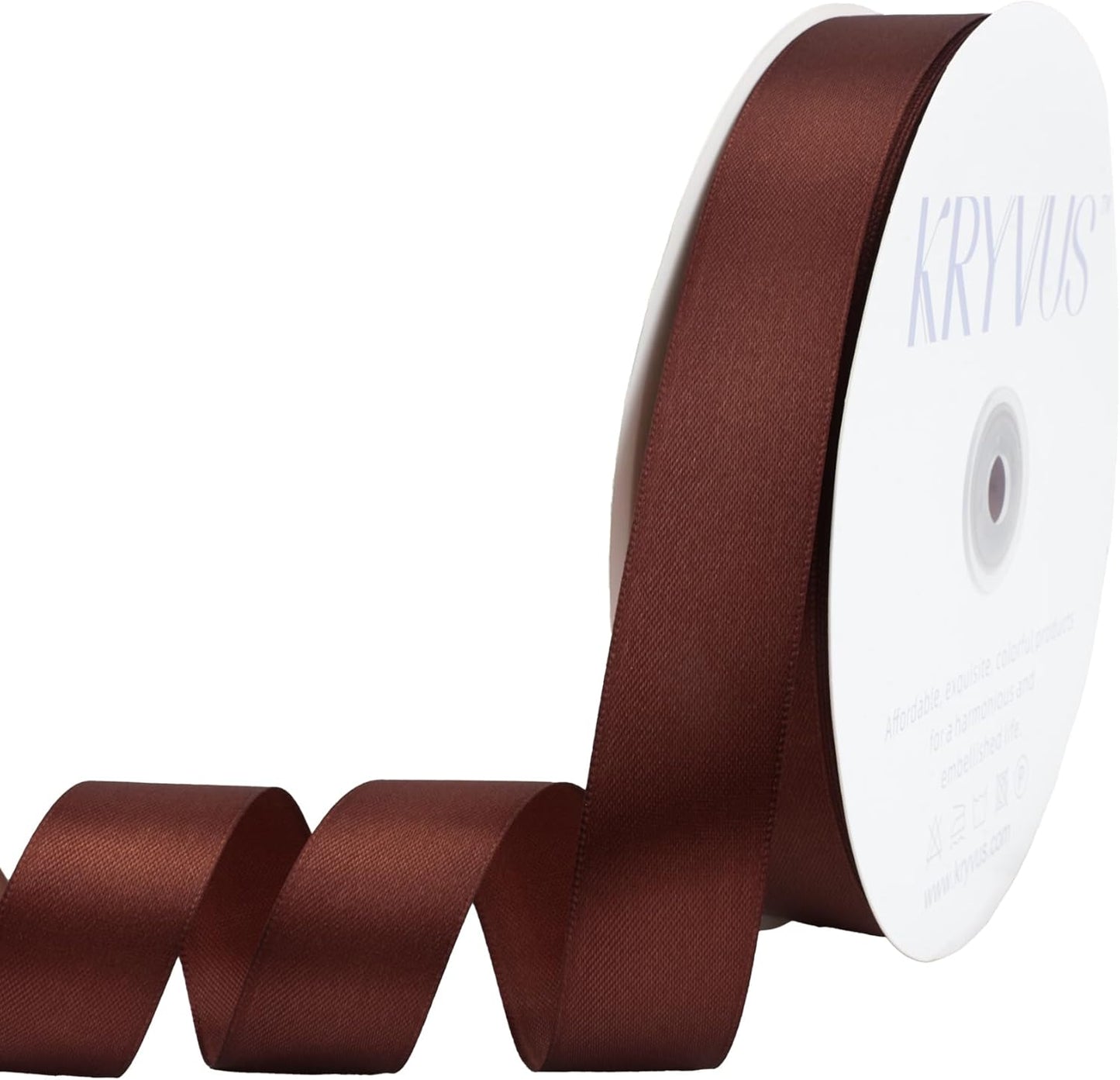 Coffee Brown Satin Ribbon 1 inch X Continuous 100 Yards, Single Face Polyester Ribbon Perfect for Gift Wrapping, Flower Bouquet, Wedding Decor, Crafts, Bow Making, Sewing and More