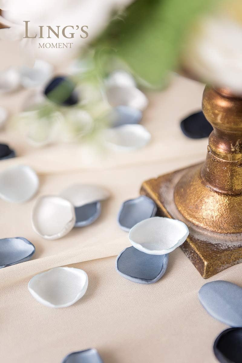 Ling's moment Rose Petals, Silk Flower Petals for Wedding/Aisle/Flower Girl Baskets/Table Centerpiece Décor,etc.Dusty Blue Navy 400pcs