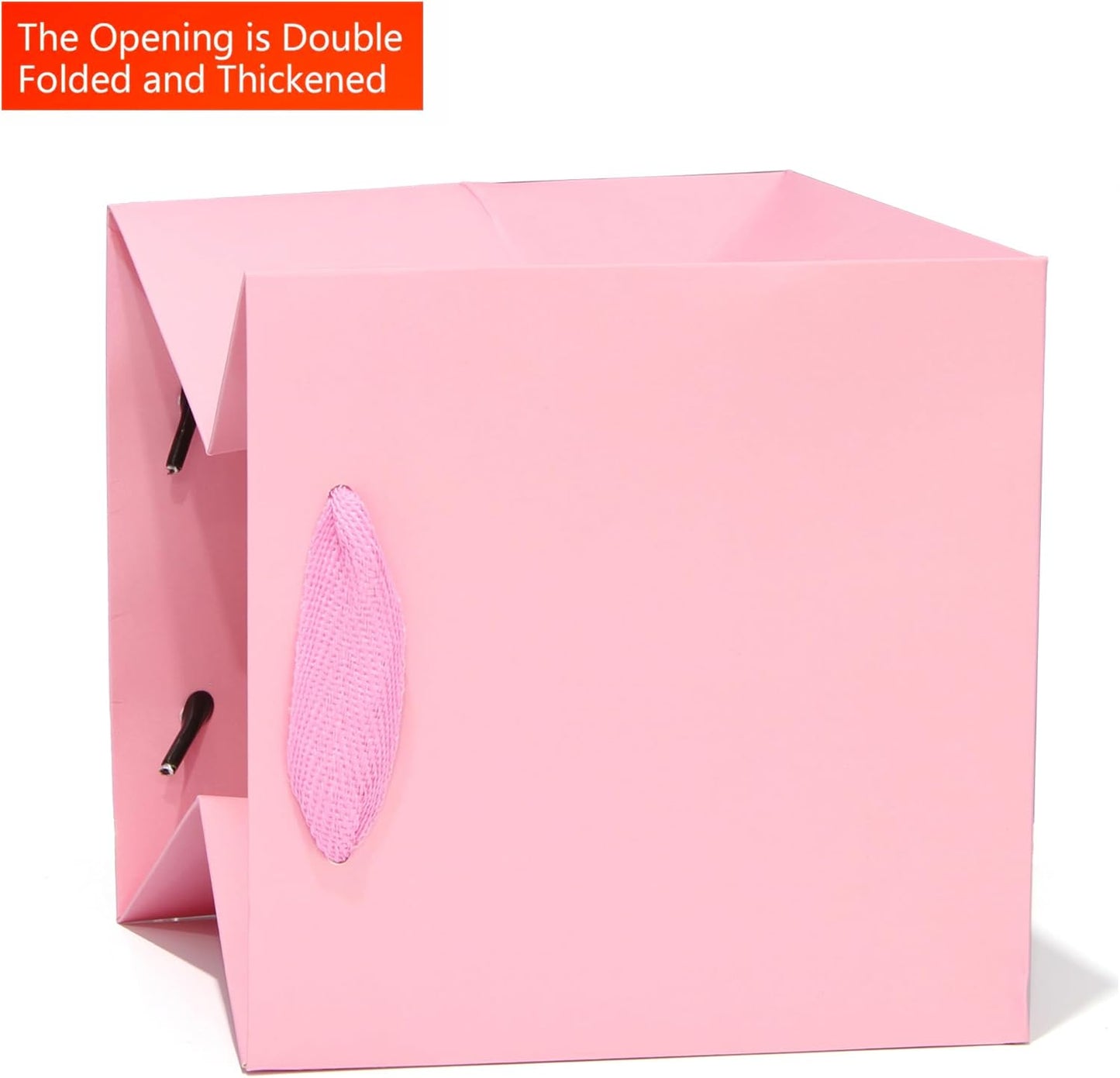 Pink Paper Gift Bag Small Square Bottom Paper Bags With Handles(Pink, 6 x 6 x 6 in, 10 CT)