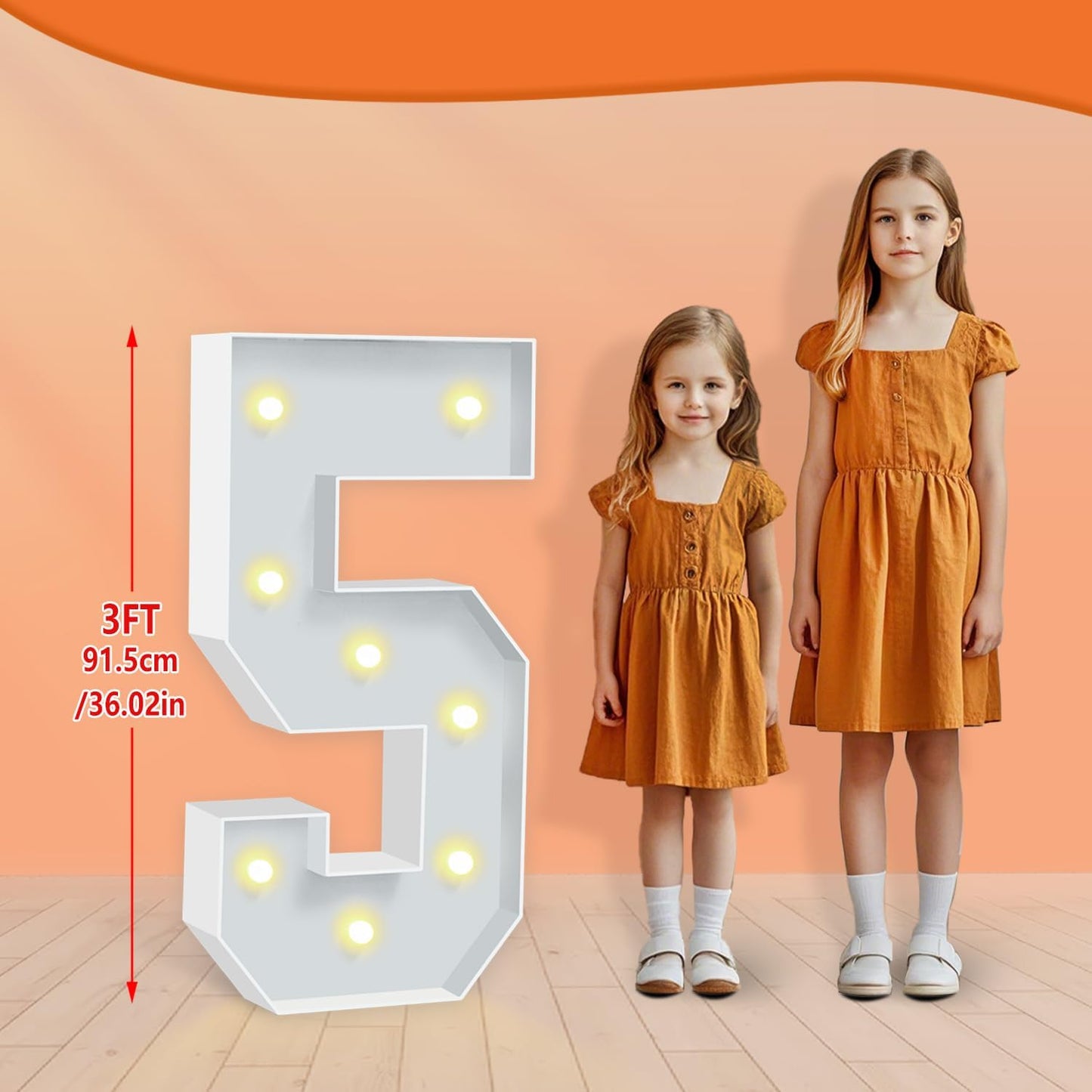 Marquee Light Up Numbers 5, Foam Board Mosaic Balloon Numbers with Light Bulbs, 3FT Marquee Sign for 5th 15th 50th Birthday/Wedding Decorations/Engagement Party Decor/Festival Party