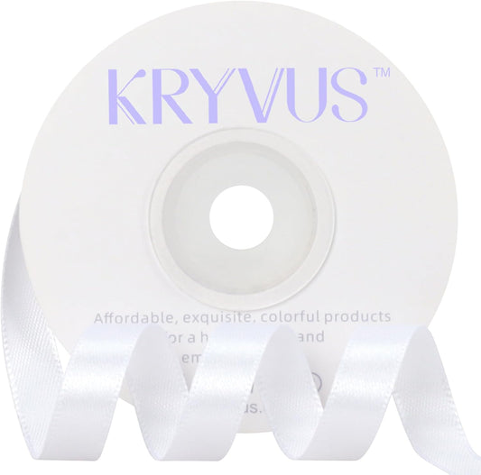 White Satin Ribbon 3/8 inch X Continuous 25 Yards, Single Face Polyester Ribbon Perfect for Gift Wrapping, Flower Bouquet, Wedding Decor, Crafts, Bow Making, Sewing and More