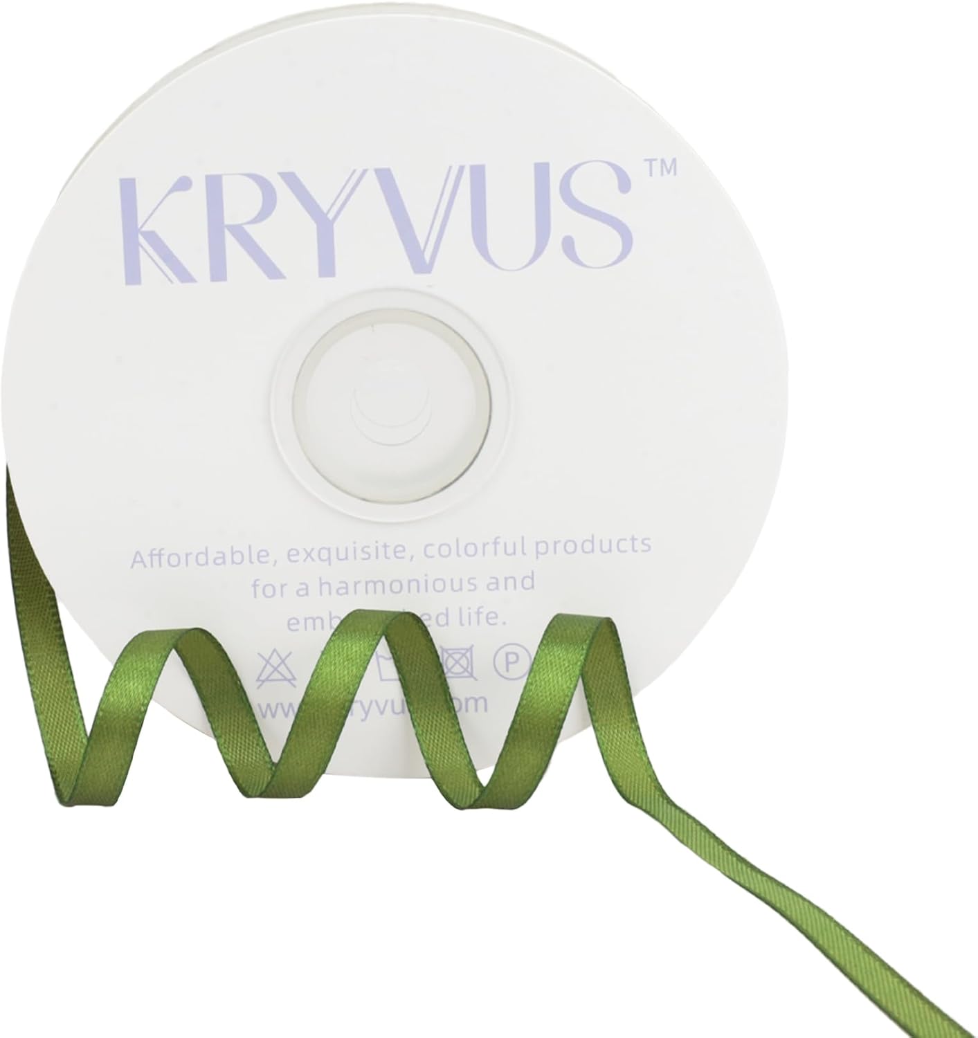 Olive Green Satin Ribbon 1/4 inch X Continuous 50 Yards, Single Face Polyester Ribbon Perfect for Gift Wrapping, Flower Bouquet, Wedding Decor, Crafts, Bow Making, Sewing and More