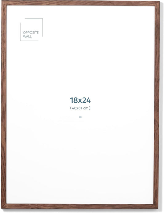 Opposite Wall - 18x24 in - Dark Solid Oak Wood Picture Frame - Lightweight, Versatile & Shatterproof - Wall Hanging Poster or Photo Frame - Wall Decor for Office, Gallery & Home