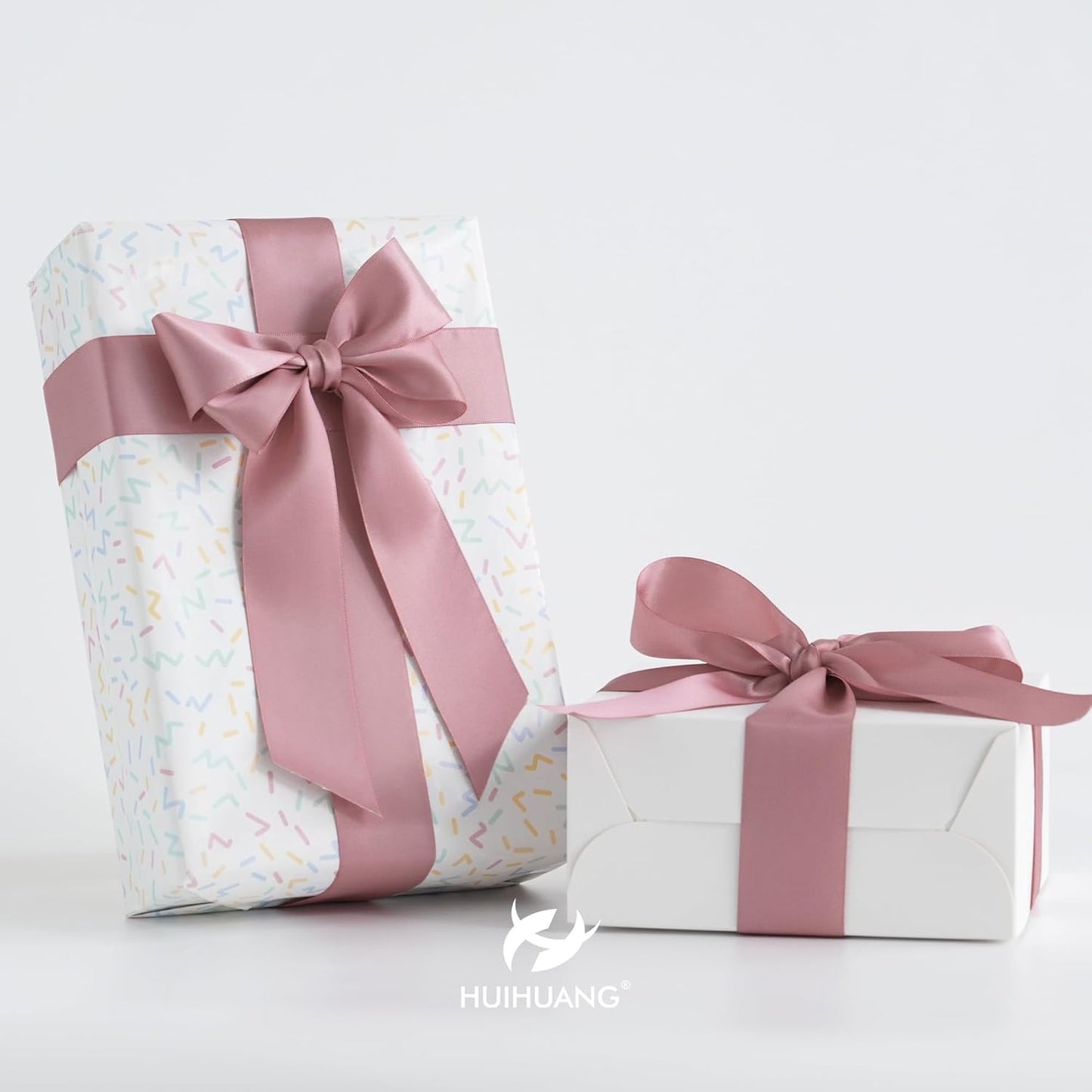 HUIHUANG Mauve Satin Ribbon 1-1/2 inch x 50 Yards Dark Rose Ribbon for Flower Bouquet, Eternal Flowers, DIY Crafts, Party Favors, Bridal Shower Wedding Decor, Gift Wrapping, Bows