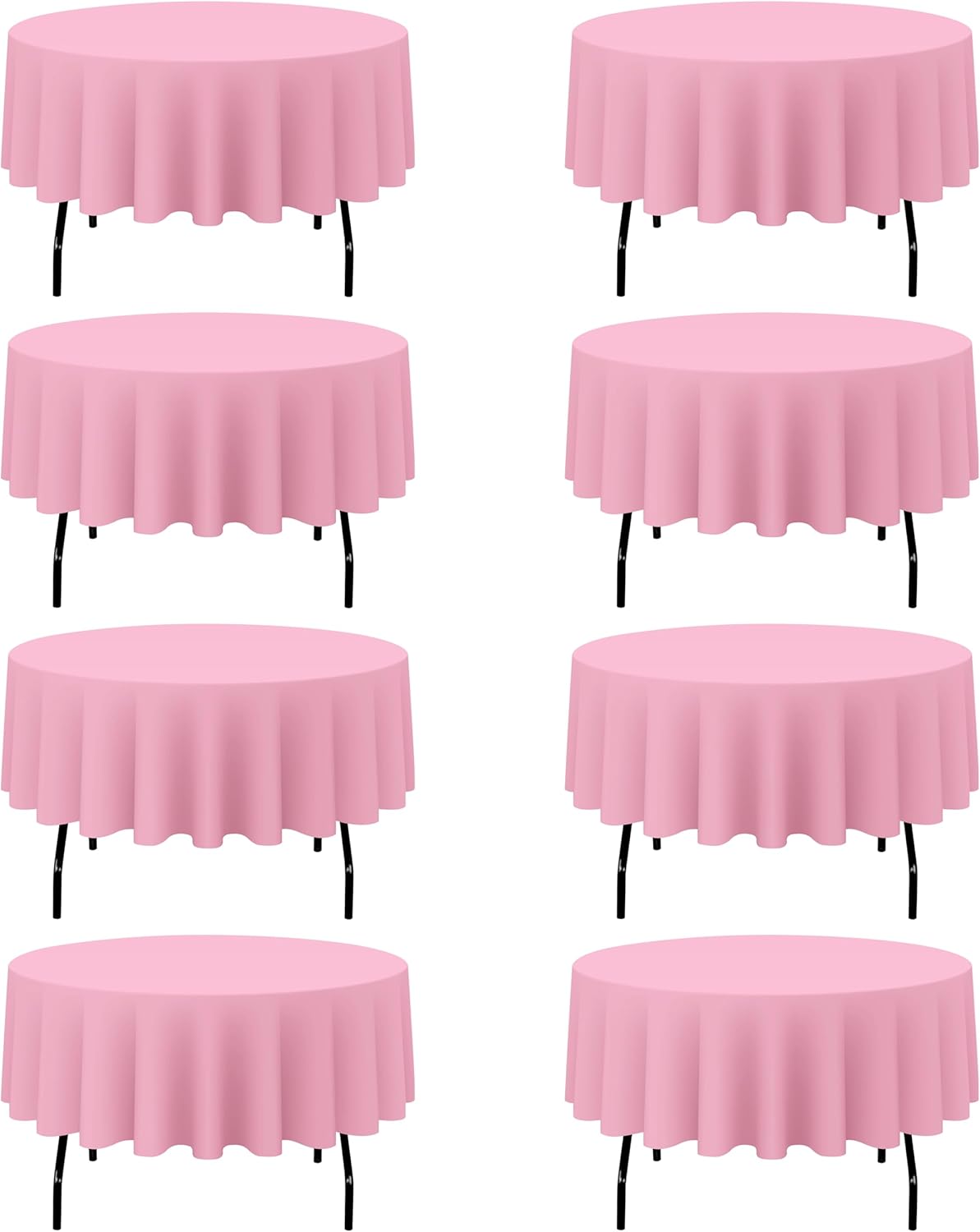 BRILLMAX 8 Pack Pink Round Tablecloths 90 Inch - Circle Bulk Linen Polyester Fabric Washable Table Cloth Cover for Wedding Reception Banquet Birthday Party Buffet Restaurant