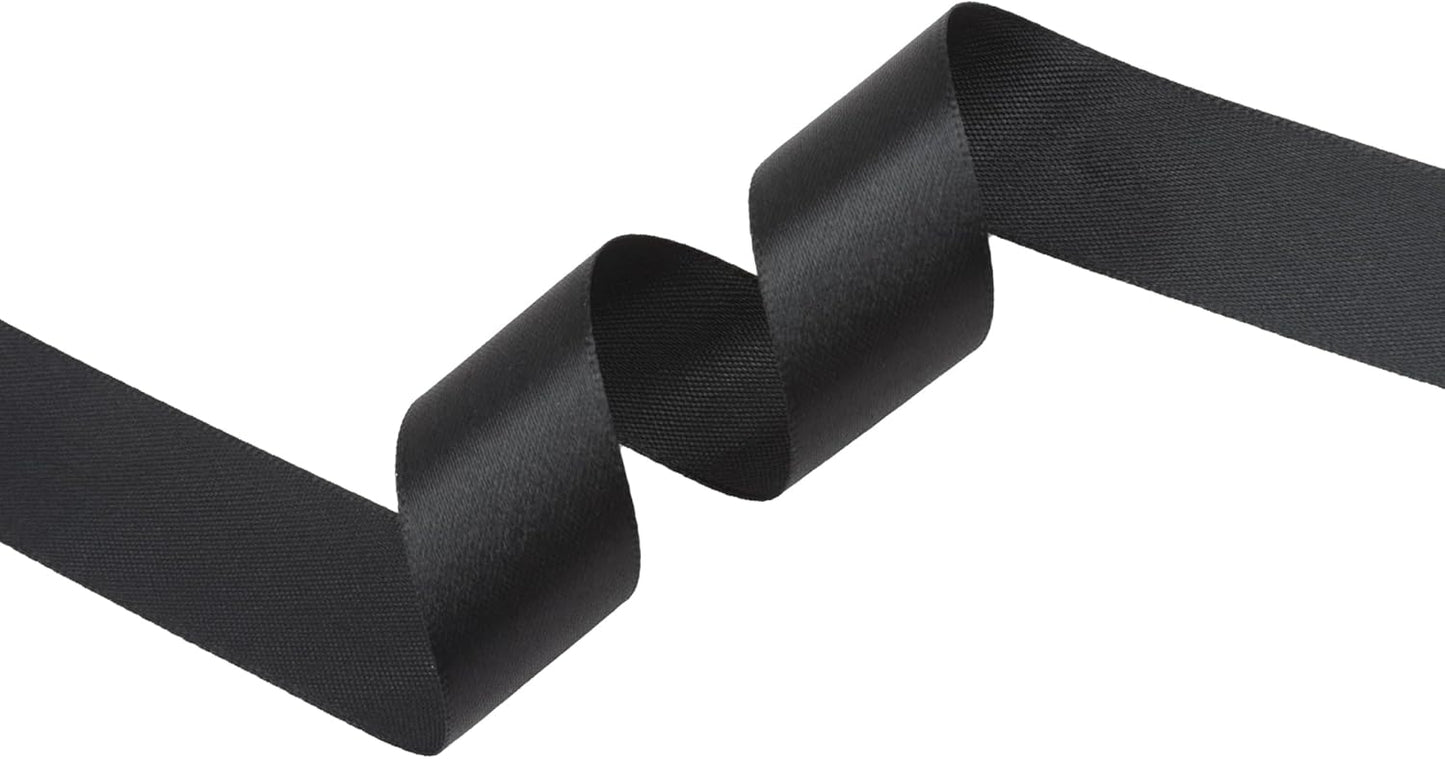 Black Satin Ribbon 1 inch X Continuous 25 Yards, Single Face Polyester Ribbon Perfect for Gift Wrapping, Flower Bouquet, Wedding Decor, Crafts, Bow Making, Sewing and More