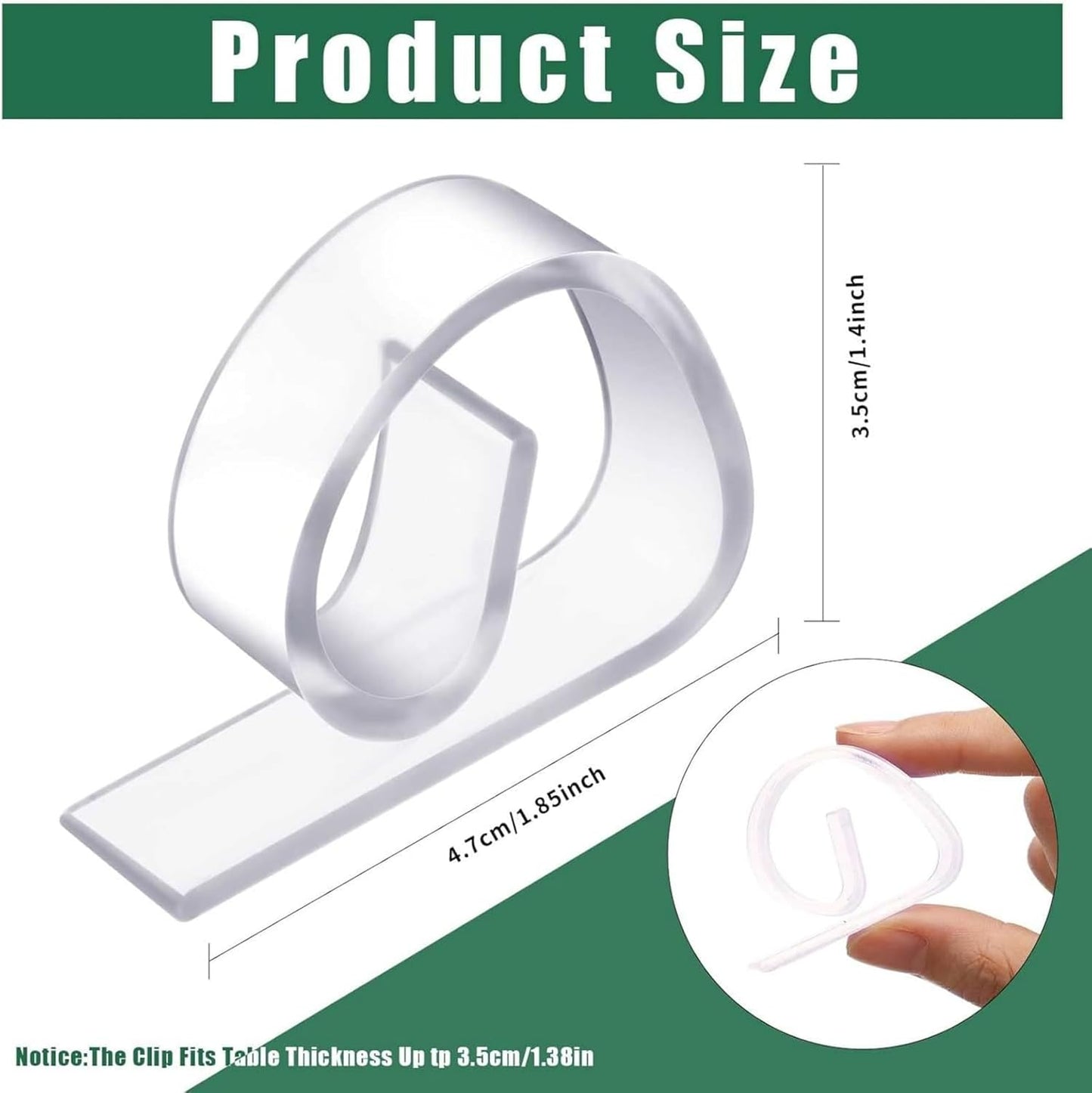 Eccliy 300pcs Transparent Clear Tablecloth Clips Plastic Table Cloth Clips Windproof Table Cover Holder Clamps Tablecloth Cloth Holder for Christmas Wedding Party Indoor Outdoor Camping Picnic (Curve)