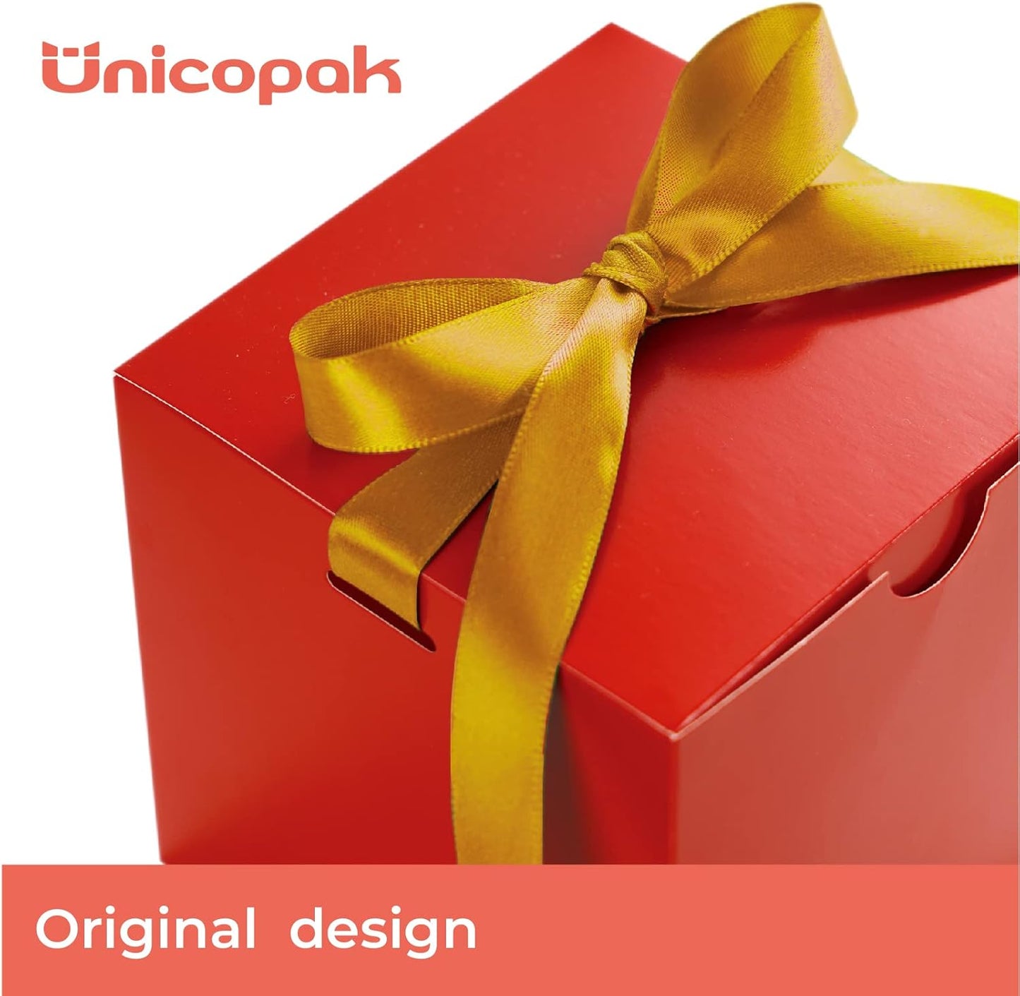 UnicoPak 4x4x4 Christmas Red Gift Boxes 50 Pcs, Holiday Gift Boxes Small Gift Boxes with Lids for Gift Ornaments, Candles, Mugs, Crafting, for Birthday, Party, Christmas Boxes for gifts