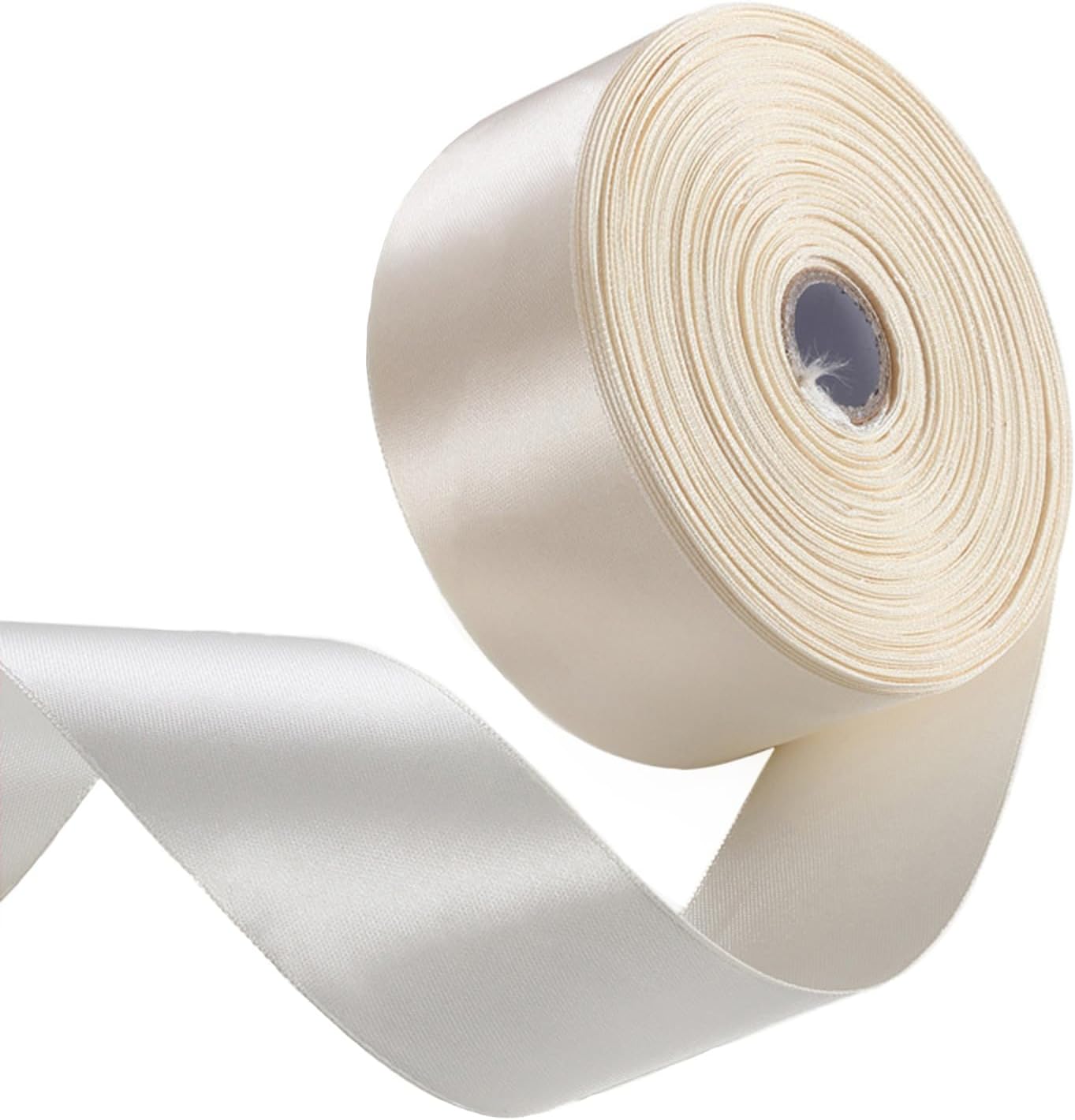 1-1/2 Inch Ivory Satin Ribbon 50 Yards Solid Fabric Ribbons for Gift Wrapping, Crafts, Floral Arrangements, Wedding, Party, Holiday and Home Decor
