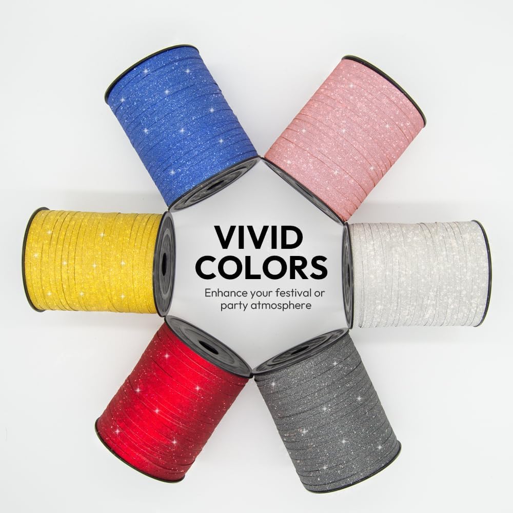 KMER LIFE Green Glitter Curling Ribbon, 1/5" Wide x 500 Yards Christmas Curling Ribbons for Gift Wrapping, Party Decoration, Balloon String, Crafting, Balloon Ribbons for Florist Flower (1 Roll)