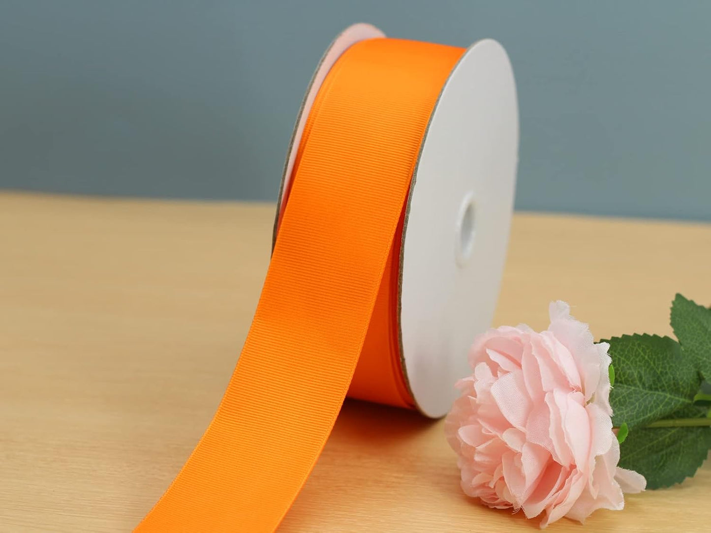 One Roll 50 Yards Soild Orange Grosgrain Ribbon 1 1/2 inch Flower Bouquets Ribbons-1.5 inch Thick Gift Wrapping Ribbon-DIY Crafts Bow Hair Headband Accessories Ribbons #752(38mm)