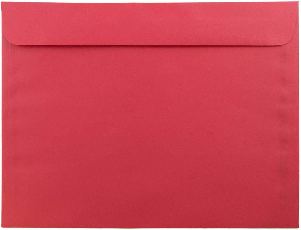 JAM PAPER 9 x 12 Booklet Colored Recycled Envelopes - Red Recycled - 25/Pack