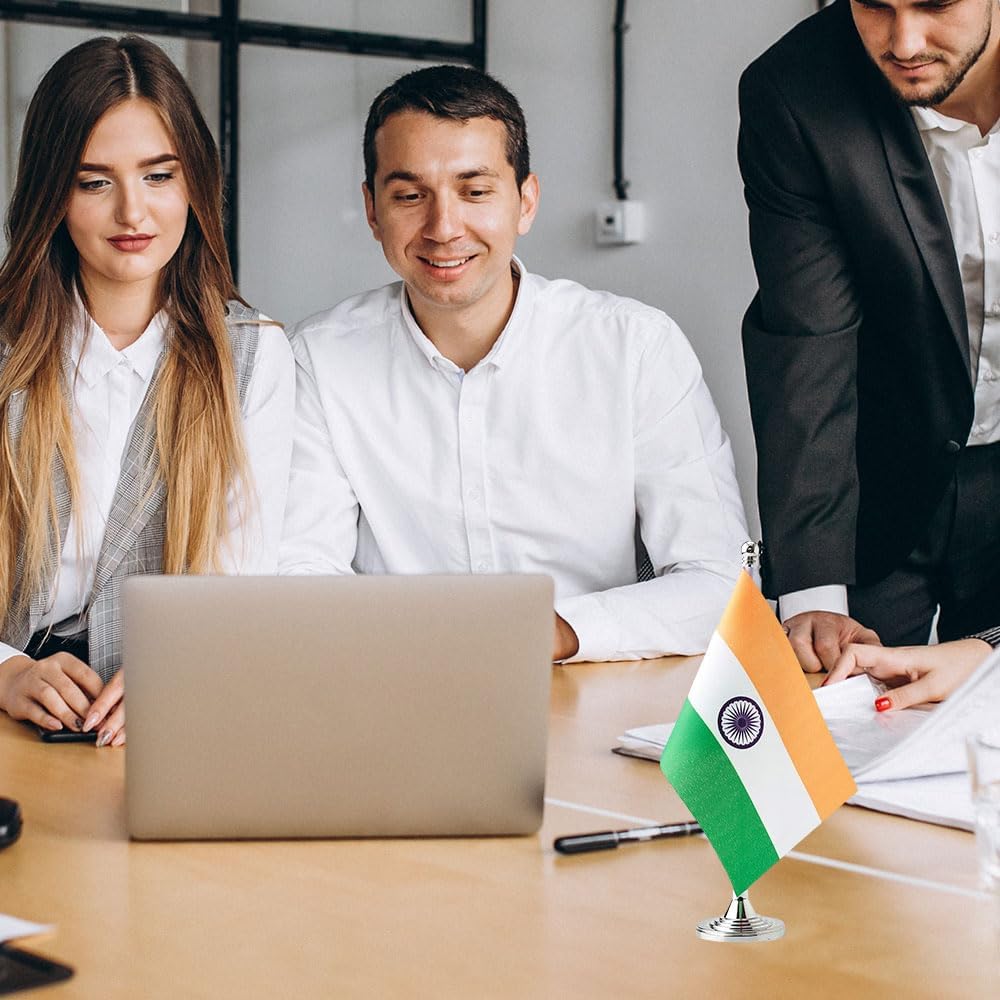 India Flag Indian Flags, Small Mini Indian Desk Flag, Used for Table Office Classroom Home Patriotic Events Decorations