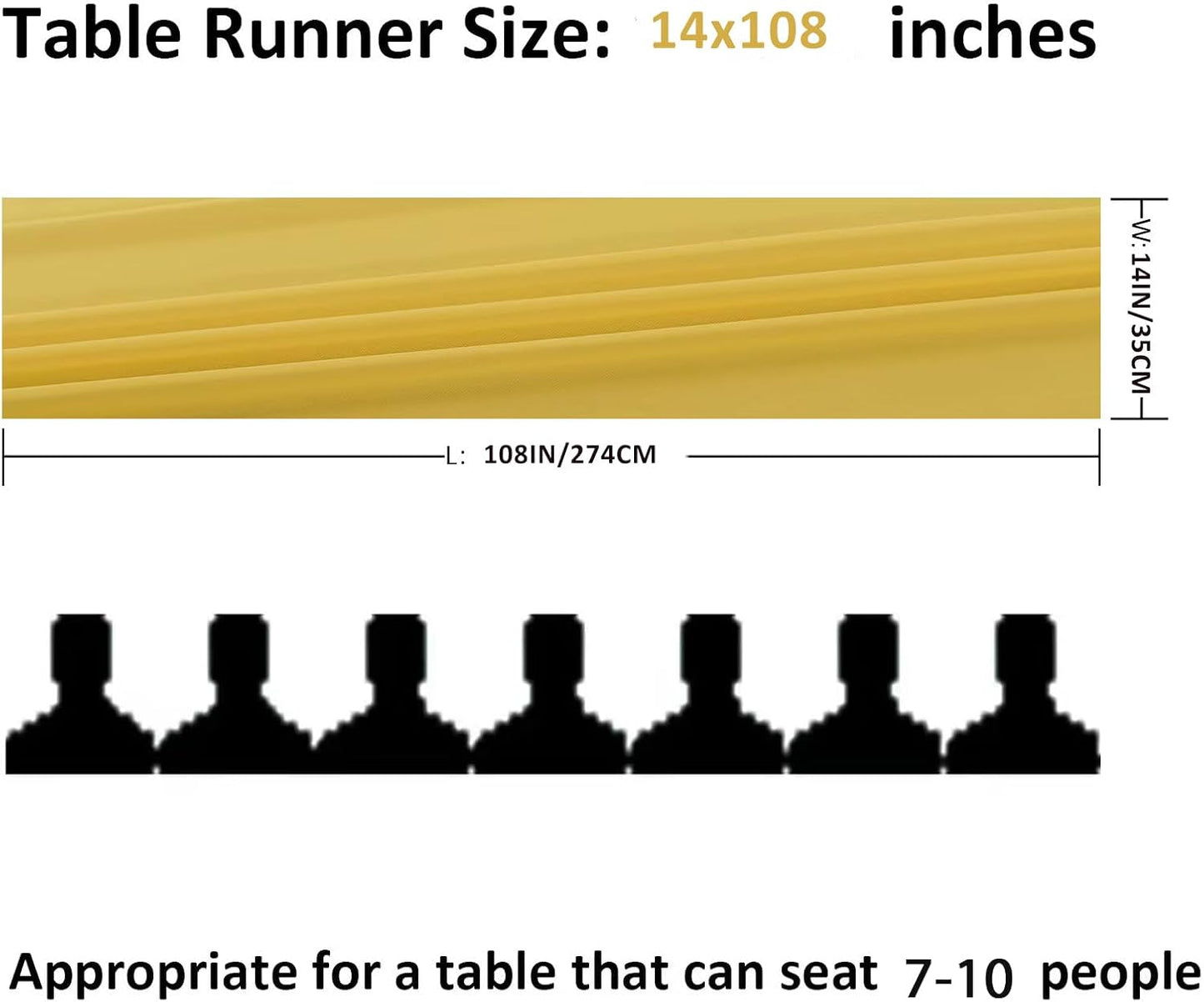 6Pack 9ft Chiffon Table Runner 14x108 Inch Sheer Romantic Table Runner for Wedding Birthday Party Bridal Shower Outdoor Decoration -Yellow