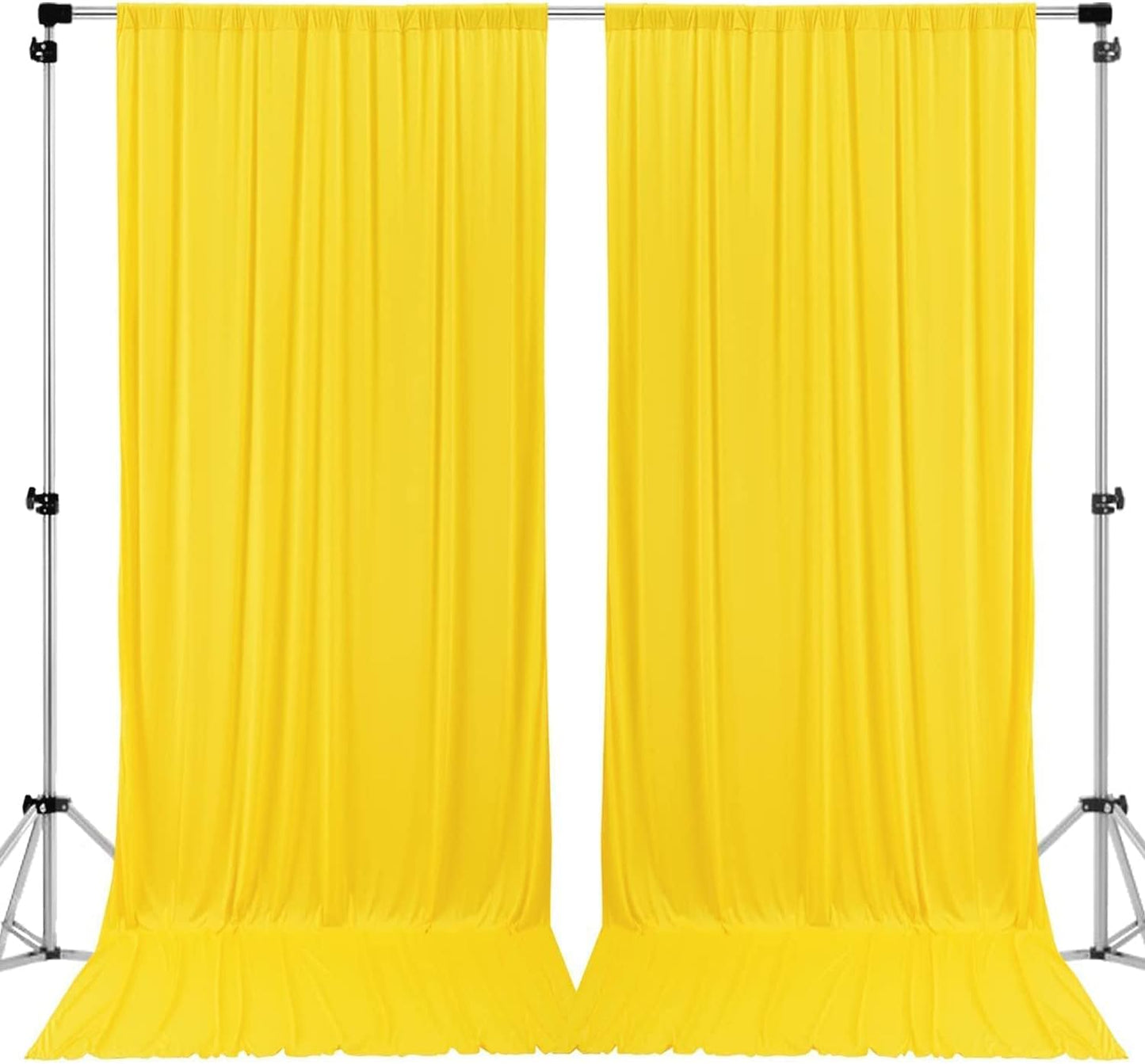 AK TRADING CO. 10 feet x 10 feet Polyester Backdrop Drapes Curtains Panels with Rod Pockets - Wedding Ceremony Party Home Window Decorations - Lemon Yellow
