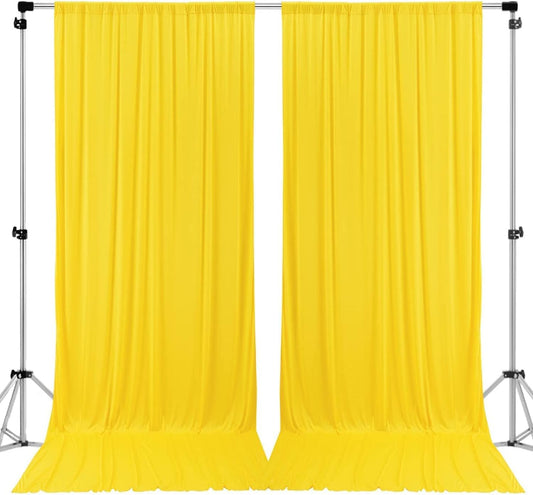 AK TRADING CO. 10 feet x 10 feet Polyester Backdrop Drapes Curtains Panels with Rod Pockets - Wedding Ceremony Party Home Window Decorations - Lemon Yellow