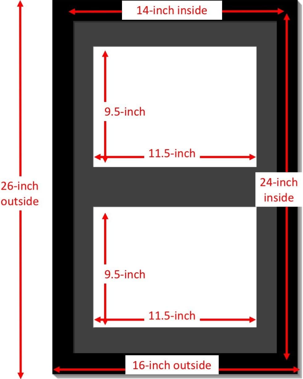 Creative Picture Frames 14X24Bk-B Black Vertical Double Diploma Frame With 2 Opening Black Mat, Holds 2-10X12-Inch Documents With Wall Hanger