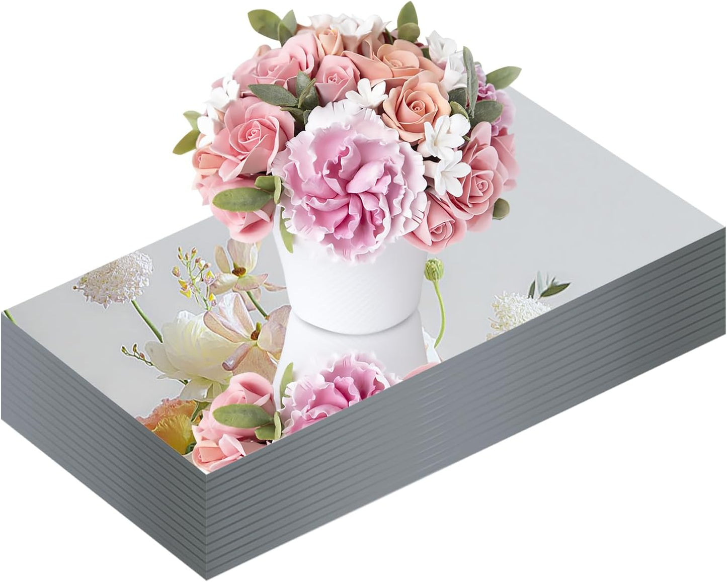 JAMBALAY 12"×5" Mirror Centerpieces for Tables, Set of 12 Glass Mirror Table Centerpieces, Rectangular Glass Mirror Trays, Mirror Candle Plates for Wedding Decorations and Party