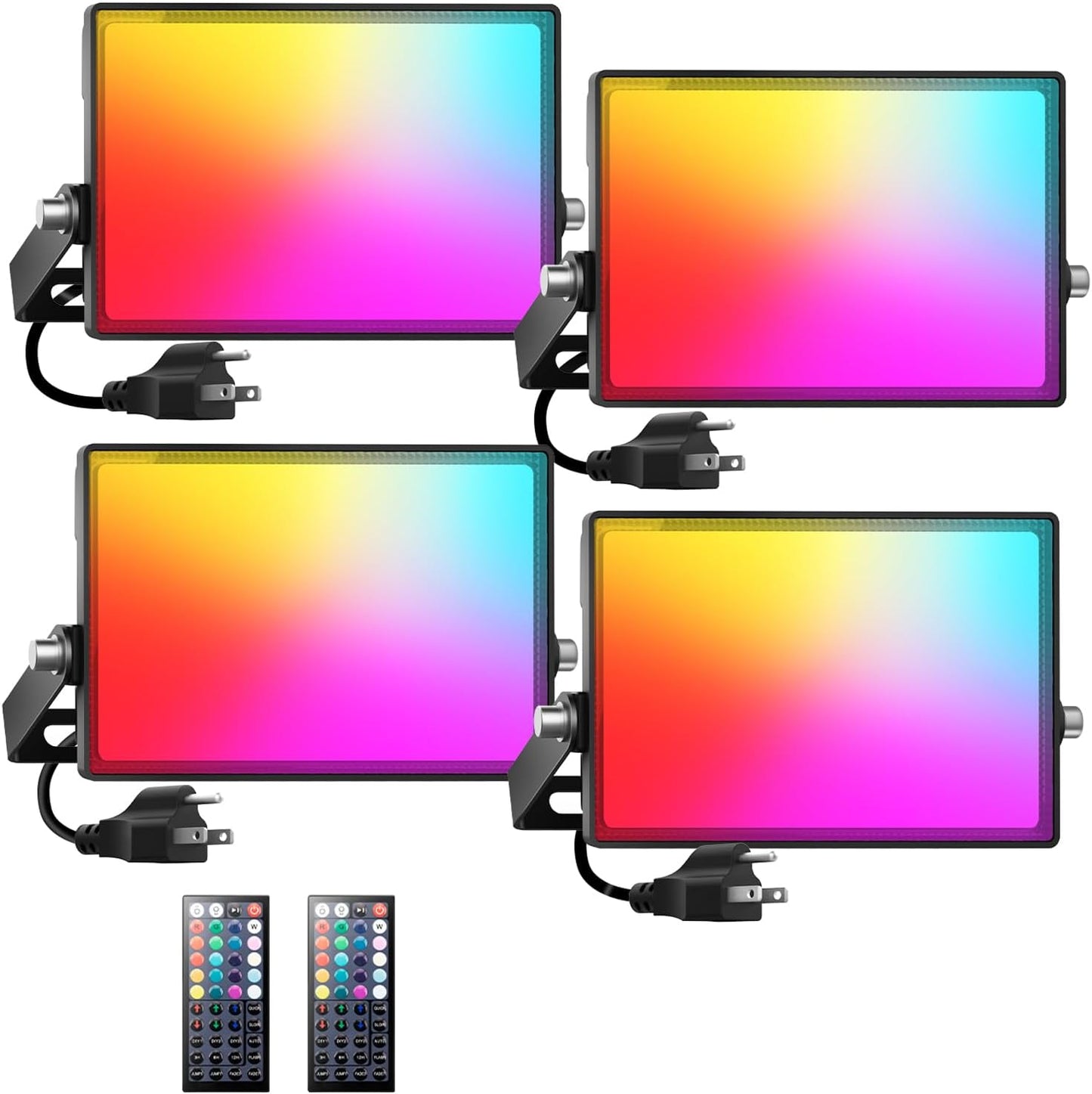 Onforu LED Flood Light Outdoor 800W Equivalent, 100W Color Changing RGBW Floodlight with Remote, Stage Lights Uplights for Events, IP66 Uplighting Spotlight Floor Strobe Light for Christmas 4 Pack