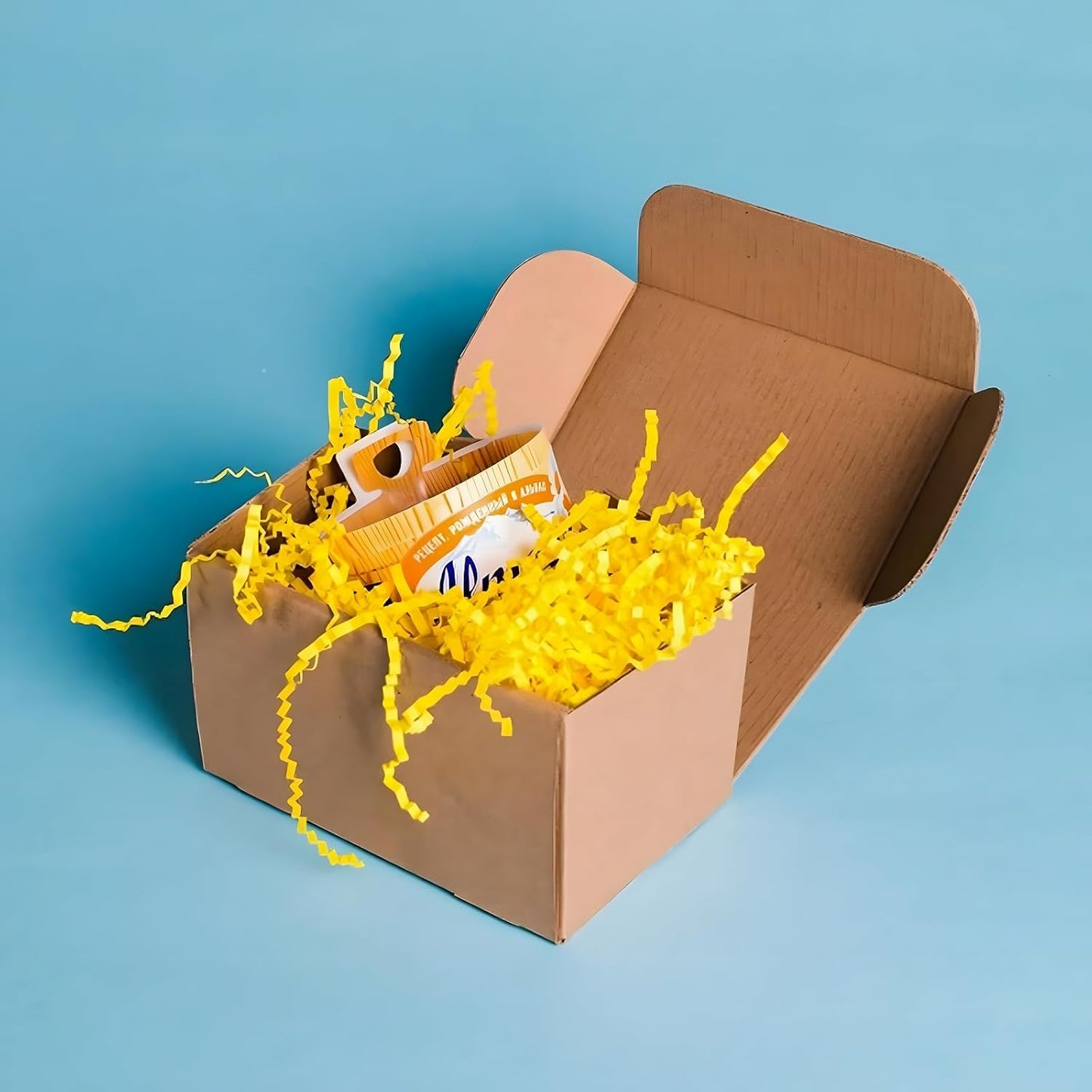 Zankubom 1 LB Lemon Yellow Crinkle Cut Paper Shred Filler Great for Gift Wrapping, Lemon Yellow Basket Fillers, Birthday, Gift Wrapping, Halloween Thanksgiving Christmas Party Decor Filling Supplies