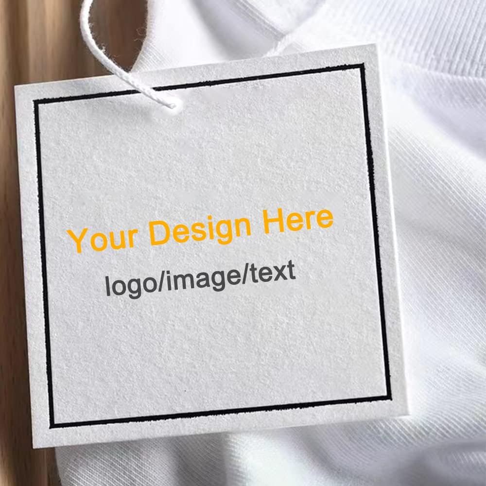 500 Pcs Custom Hang Tags,Personalized Your Logo Photo and Text Design Price Tags Jewelry Hang Tags Labels (Gift Tag Rope)