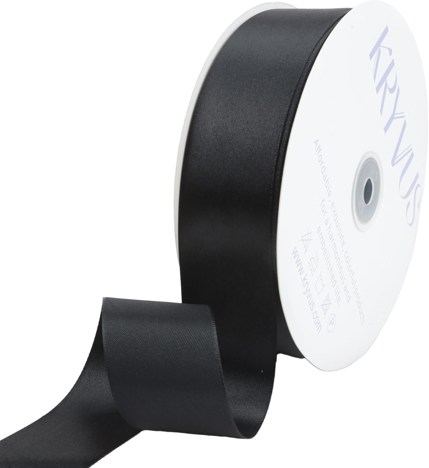 Black Satin Ribbon 1-1/2 inch X Continuous 100 Yards, Single Face Polyester Ribbon Perfect for Gift Wrapping, Flower Bouquet, Wedding Decor, Crafts, Bow Making, Sewing and More