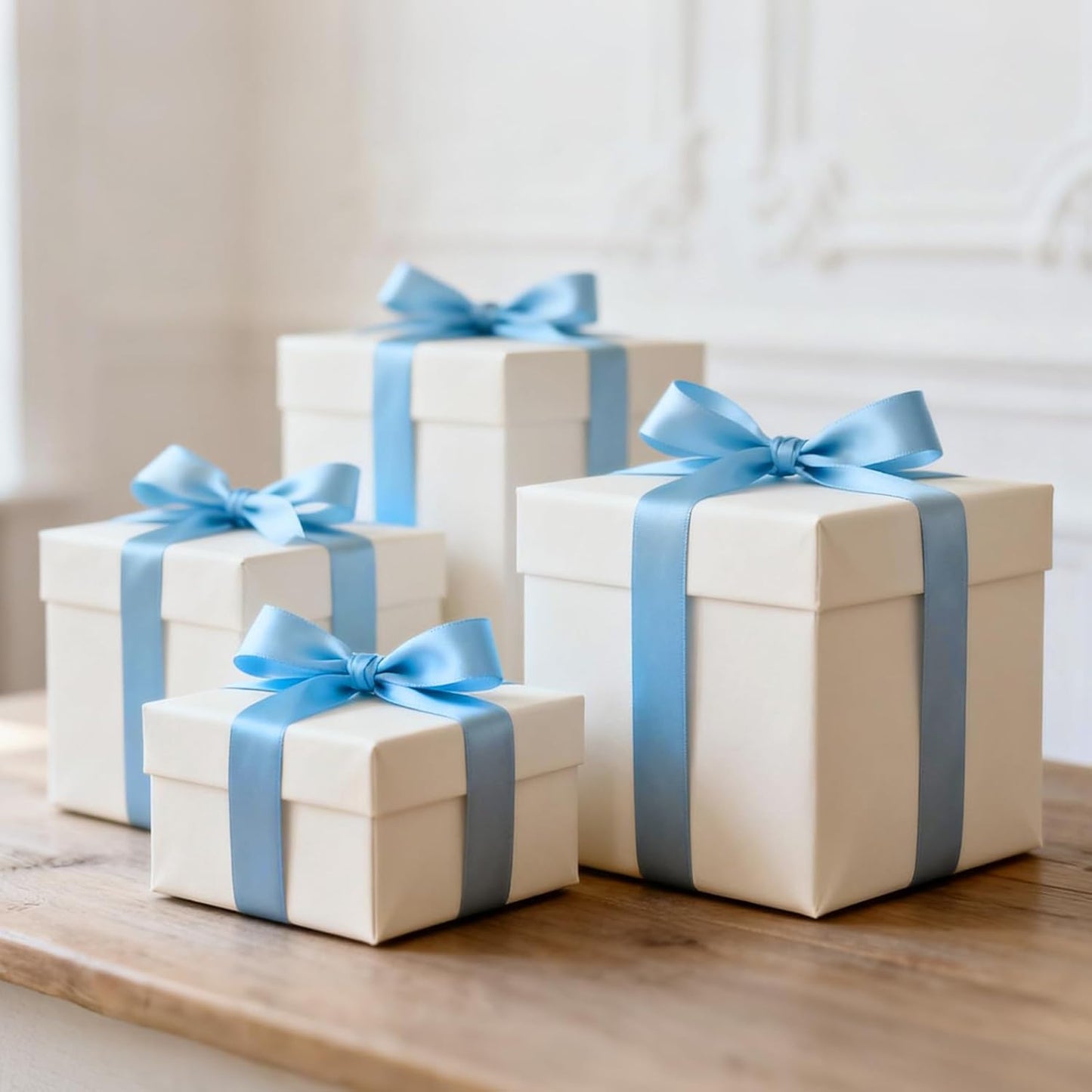 NESCCI 100 Yards Ribbon,1-1/2 Inch Sky Blue Satin Ribbon,Single Face Satin Ribbons,Perfect for Gift Wrapping,Wedding Decoration,Handmade Bows,Wrapping Bouquet, Halloween, Christmas