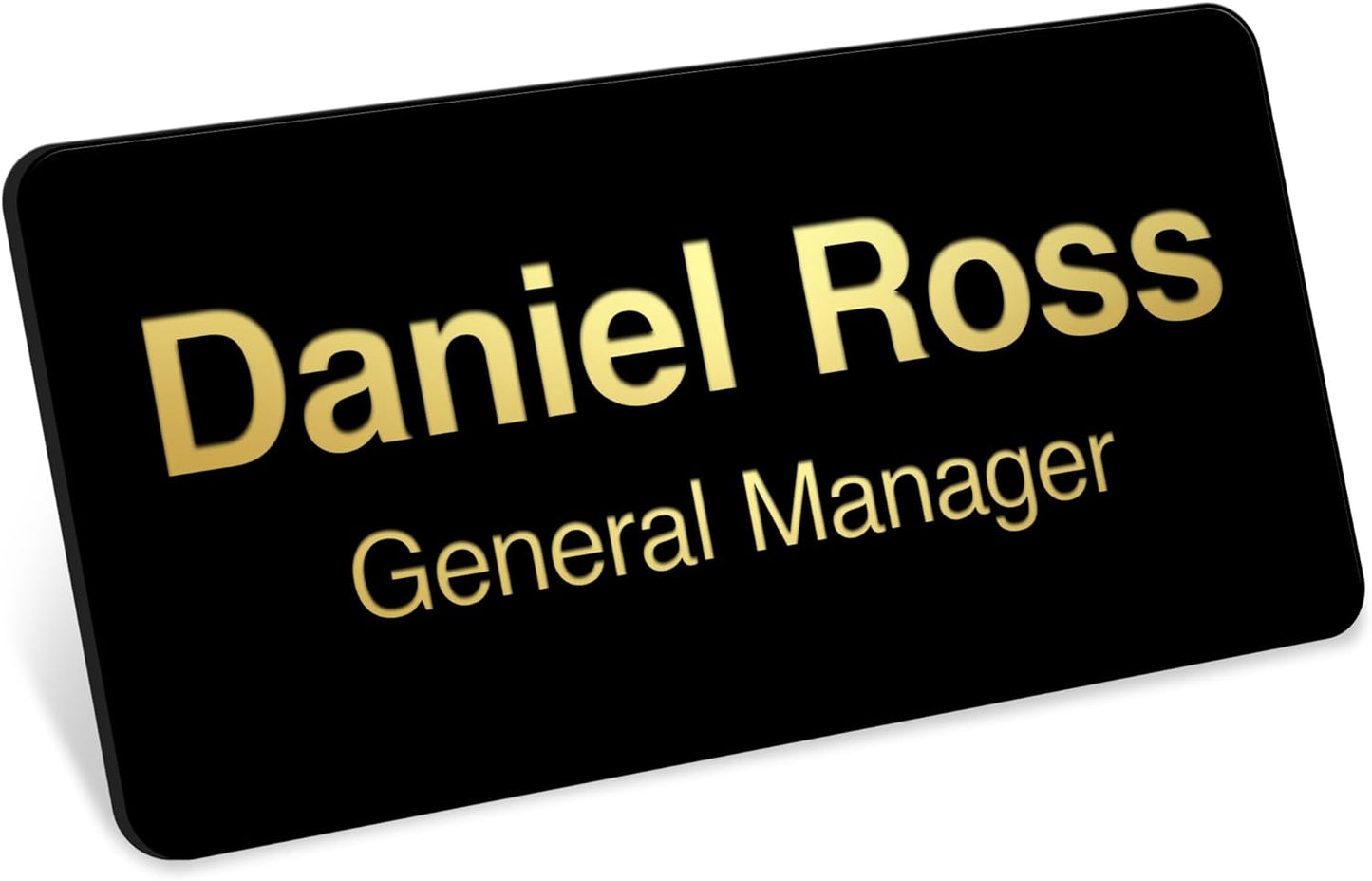Name Tag, Magnetic Black and Gold Name Tags, Personalized Name Tags, 1.5x3 Inches, Durable Engravable Impact Material, Made in The USA by My Sign Center