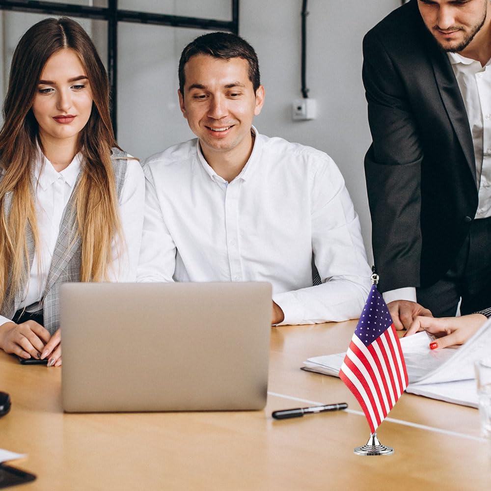 USA Flag American Flags, Small Mini American Desk Flag, Used for Table Office Classroom Home Patriotic Events Decorations