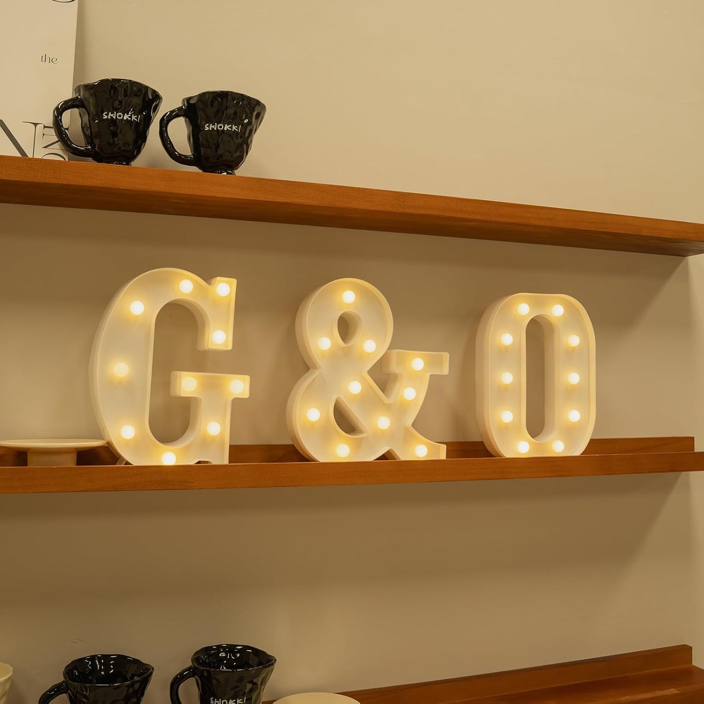 Foaky LED Letter Lights Sign Marquee Light Up Letters Sign for Night Light Wedding/Birthday Party Battery Powered Christmas Lamp Home Bar Decoration(G)