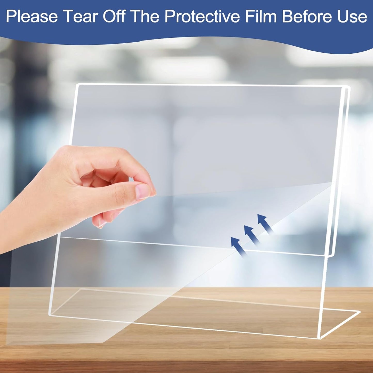 Slanted Back Acrylic Sign Holder 6 x 4, Acrylic Stands for Display Frame, Clear Plastic Tabletop Paper Sign Holder for Office, Home, Restaurant (6 Pack 6x4 Inches)