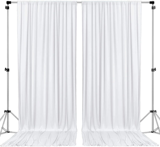 AK TRADING CO. 10 feet x 10 feet Polyester Backdrop Drapes Curtains Panels with Rod Pockets - Wedding Ceremony Party Home Window Decorations - White