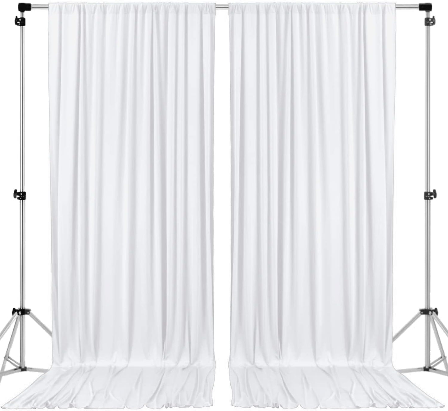 AK TRADING CO. 10 feet x 10 feet Polyester Backdrop Drapes Curtains Panels with Rod Pockets - Wedding Ceremony Party Home Window Decorations - White (Pack of 12)