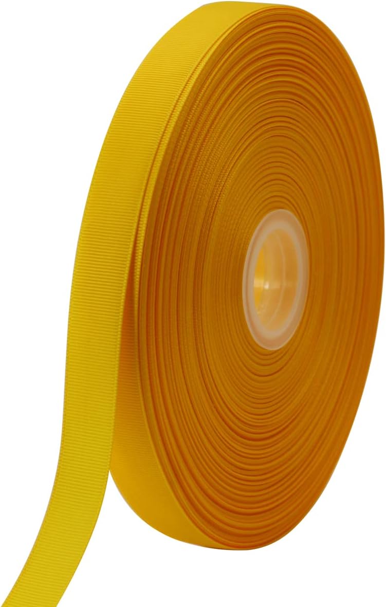 Jesep One Roll 100 Yards Soild Grosgrain Ribbon Boutique Gift Wrapping Package Ribbon, DIY Crafts Bow Hair Headband Accessories Assorted Ribbon #642 (3/4" 20mm, Gold)