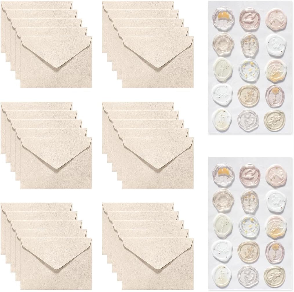 30 Pieces A6 Envelopes with 30 Seal Stickers, 6.32 x 4.45 inch Envelopes for 4 x 6 Wedding Invitation Cards, Greeting Cards, Graduation, Birthday Party Invitations, Yellow.