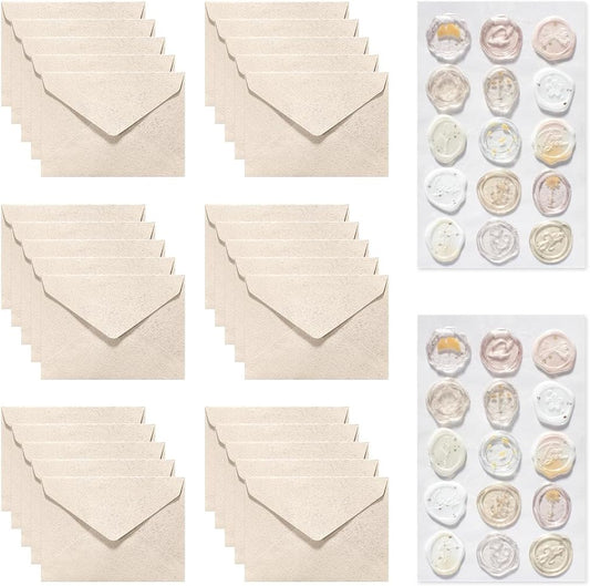 30 Pieces A6 Envelopes with 30 Seal Stickers, 6.32 x 4.45 inch Envelopes for 4 x 6 Wedding Invitation Cards, Greeting Cards, Graduation, Birthday Party Invitations, Yellow.