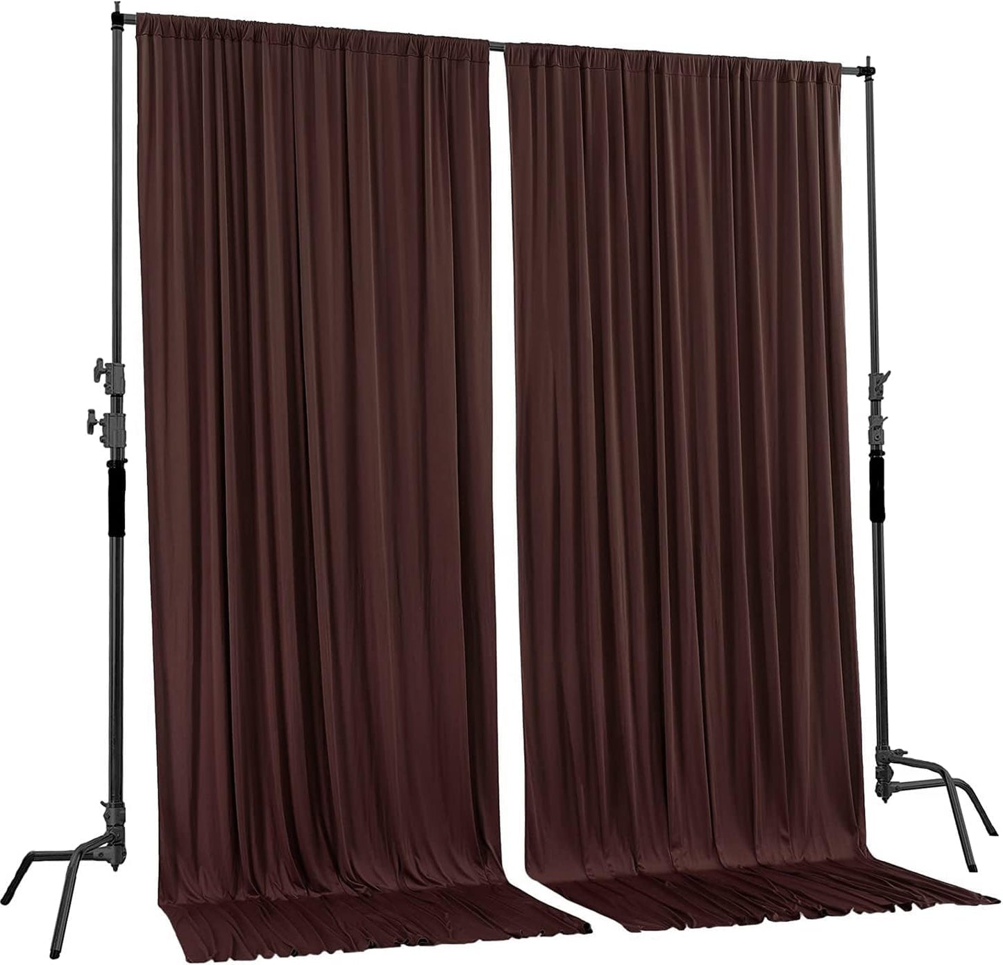 AK TRADING CO. 10 feet x 10 feet Brown IFR Polyester Backdrop Drapes Curtains Panels with Rod Pockets - Wedding Ceremony Party Home Window Decorations