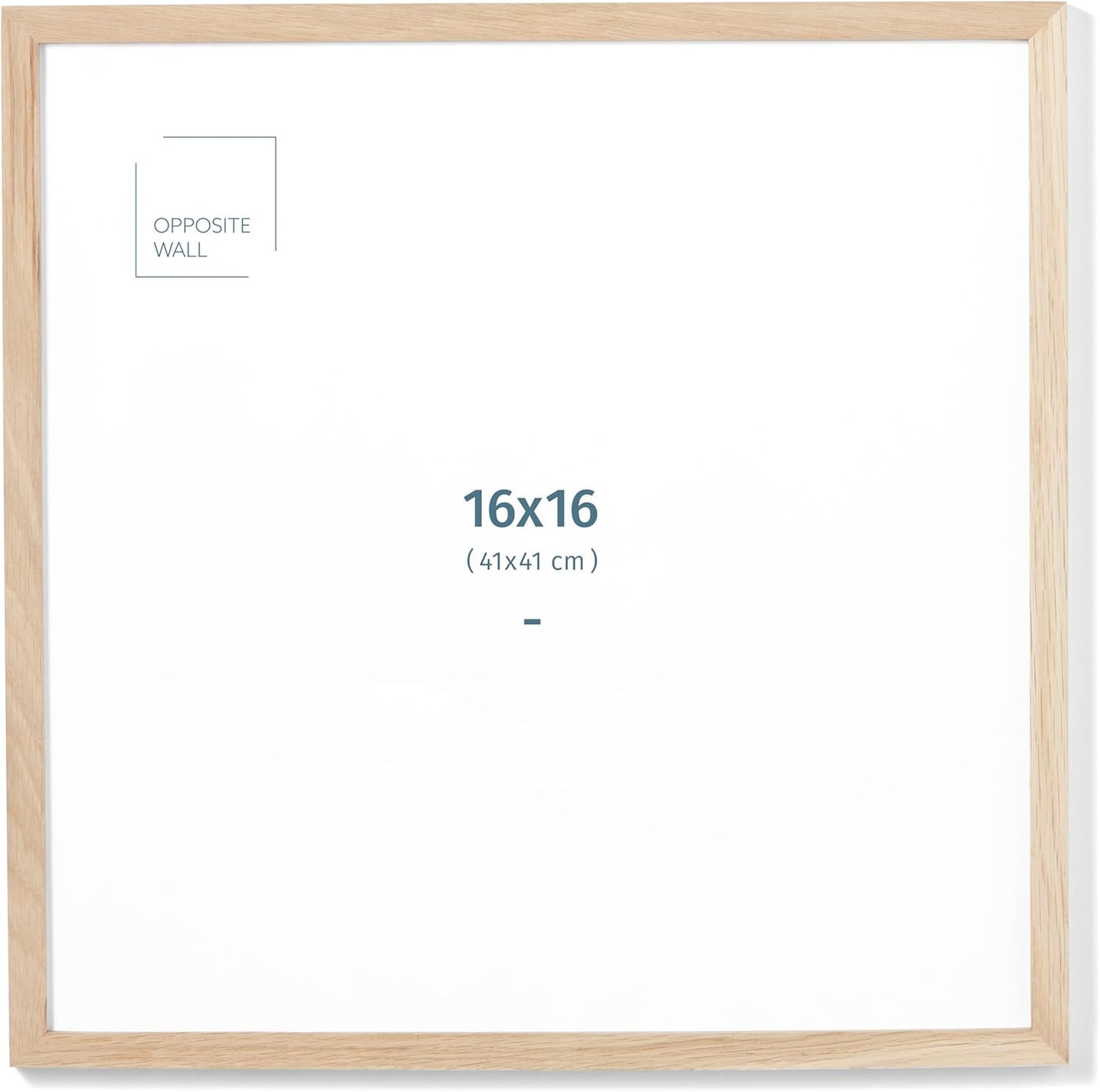 Opposite Wall - 16x16 in - Natural Solid Oak Wood Picture Frame - Lightweight, Versatile & Shatterproof - Wall Hanging Poster or Photo Frame - Wall Decor for Office, Gallery & Home